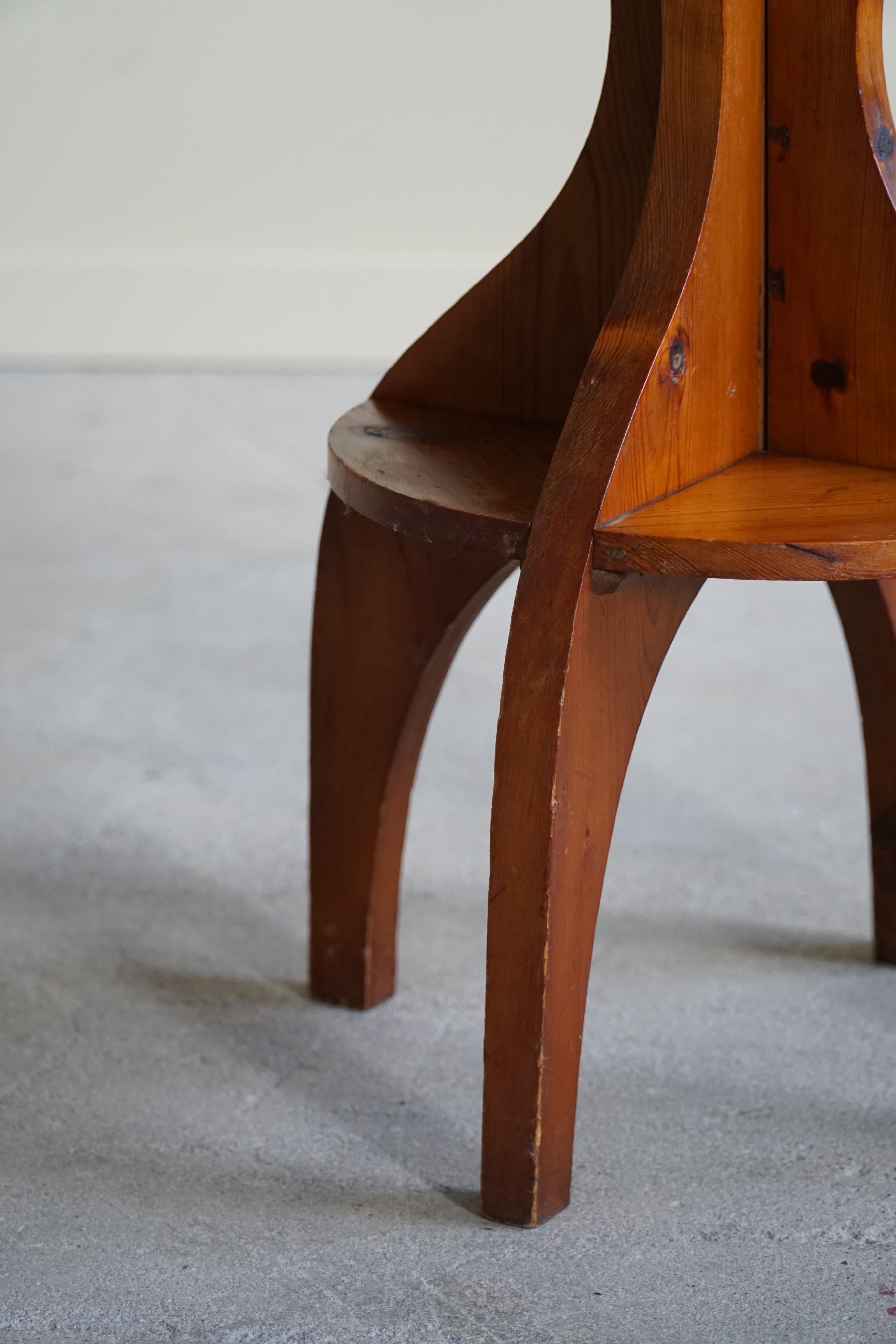 Rustic Square Side Table in Pine, Swedish Mid Century, 1950s In Fair Condition In Odense, DK