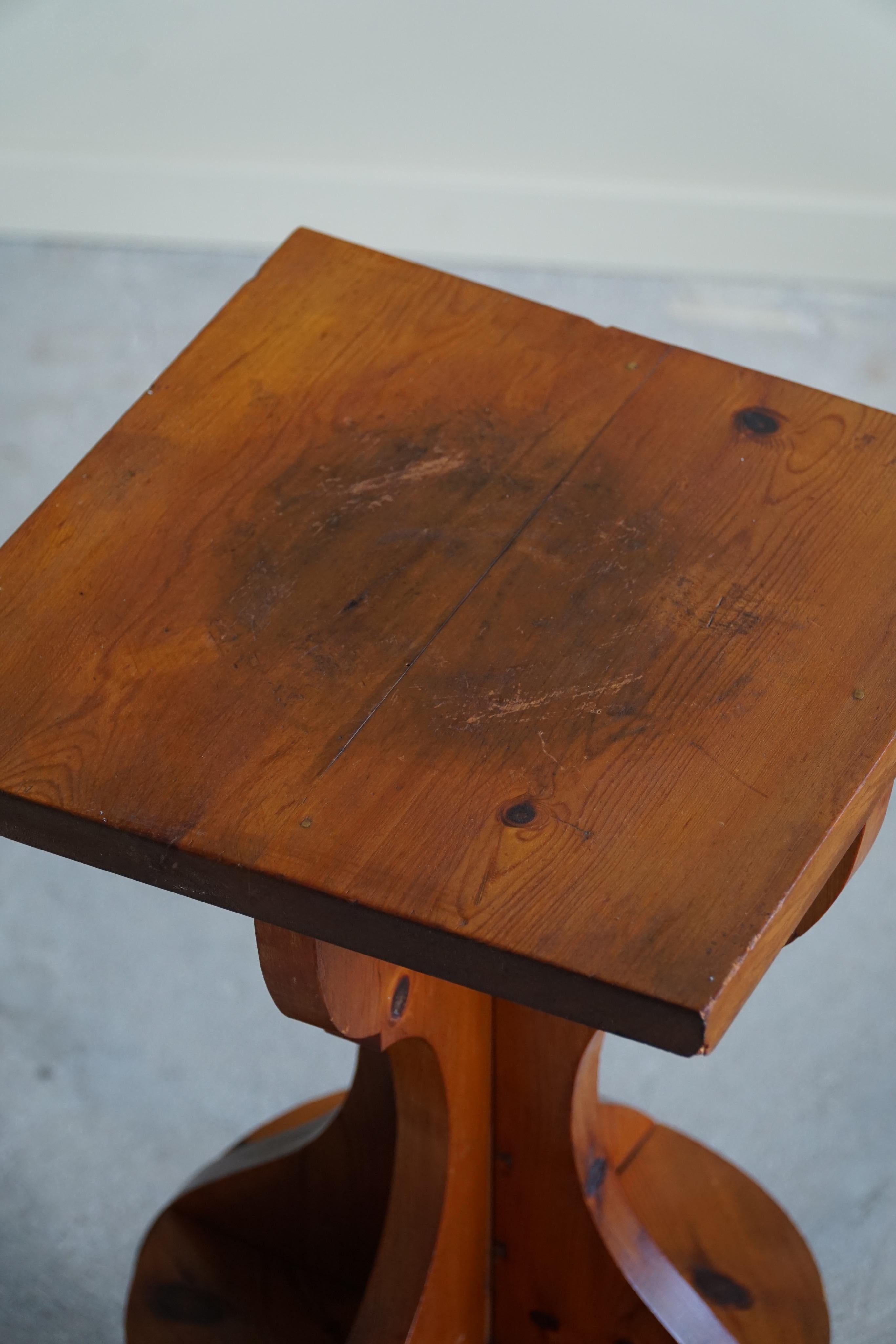 Rustic Square Side Table in Pine, Swedish Mid Century, 1950s 2