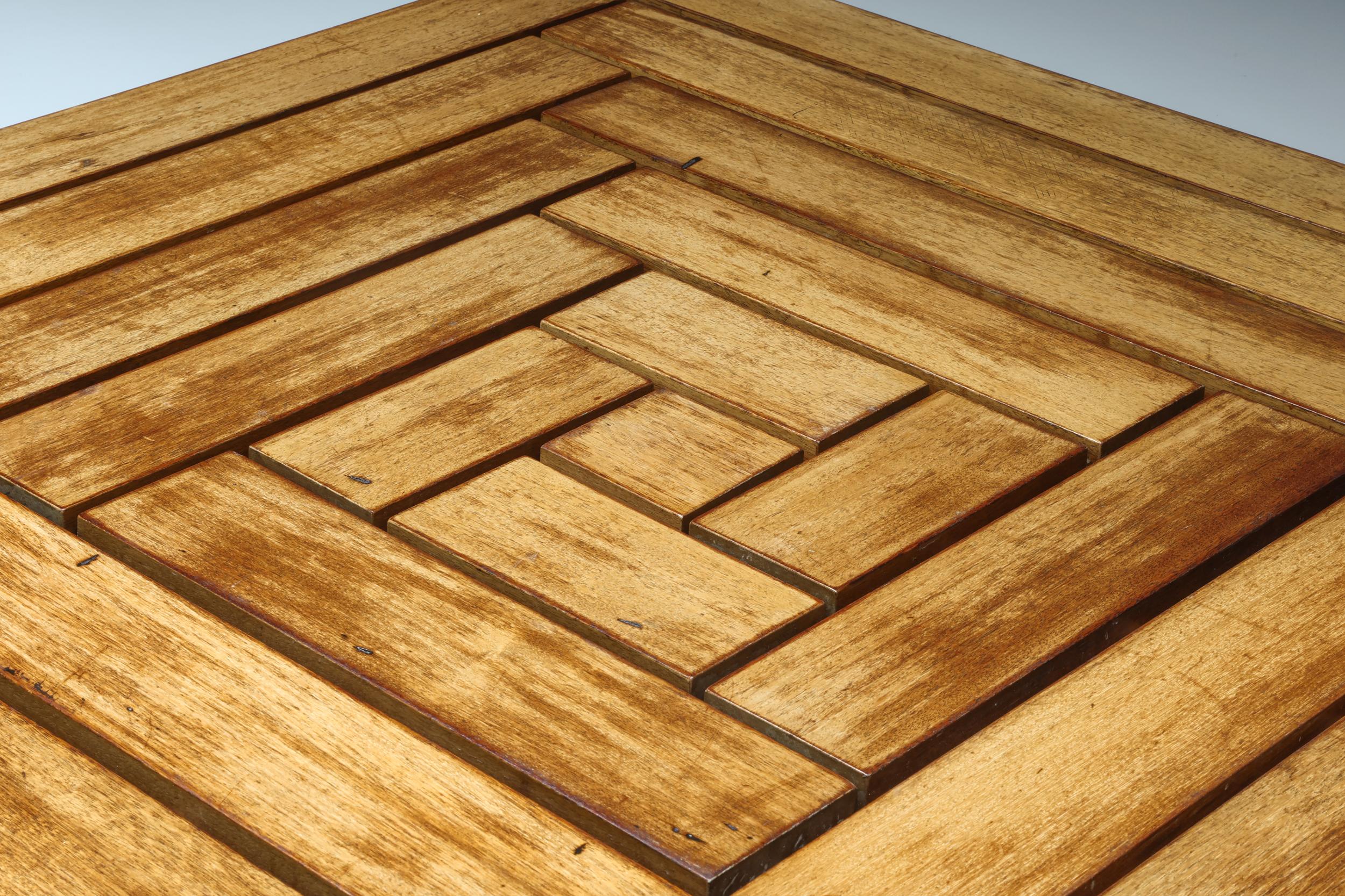 Rustic Square Wooden Coffee Table, Mid-Century Modern 1960's at 1stDibs