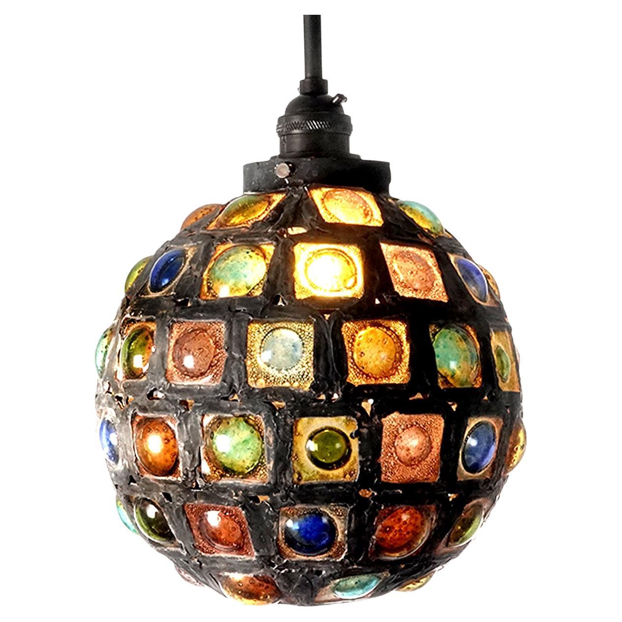 Rustic Stained Glass Globe - Hand Made Glass For Sale