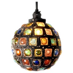 Antique Rustic Stained Glass Globe - Hand Made Glass