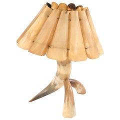 Rustic Steer Horn Table Lamp