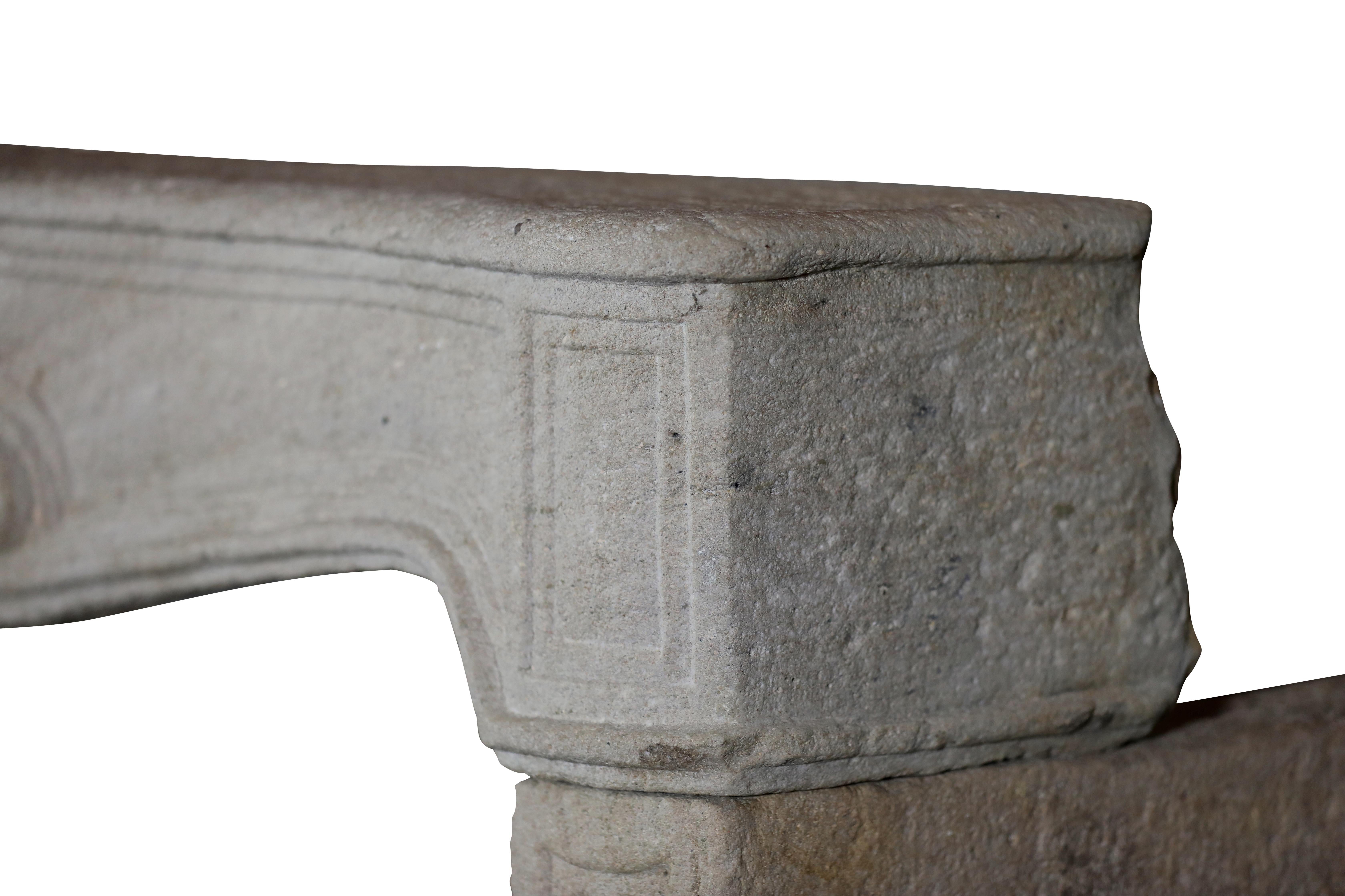 18th Century and Earlier Rustic Stone Fireplace Surround From France For Authentic Interior Creation For Sale