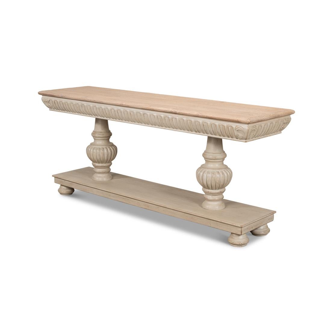 Asian Rustic Stone Gray Console Table For Sale