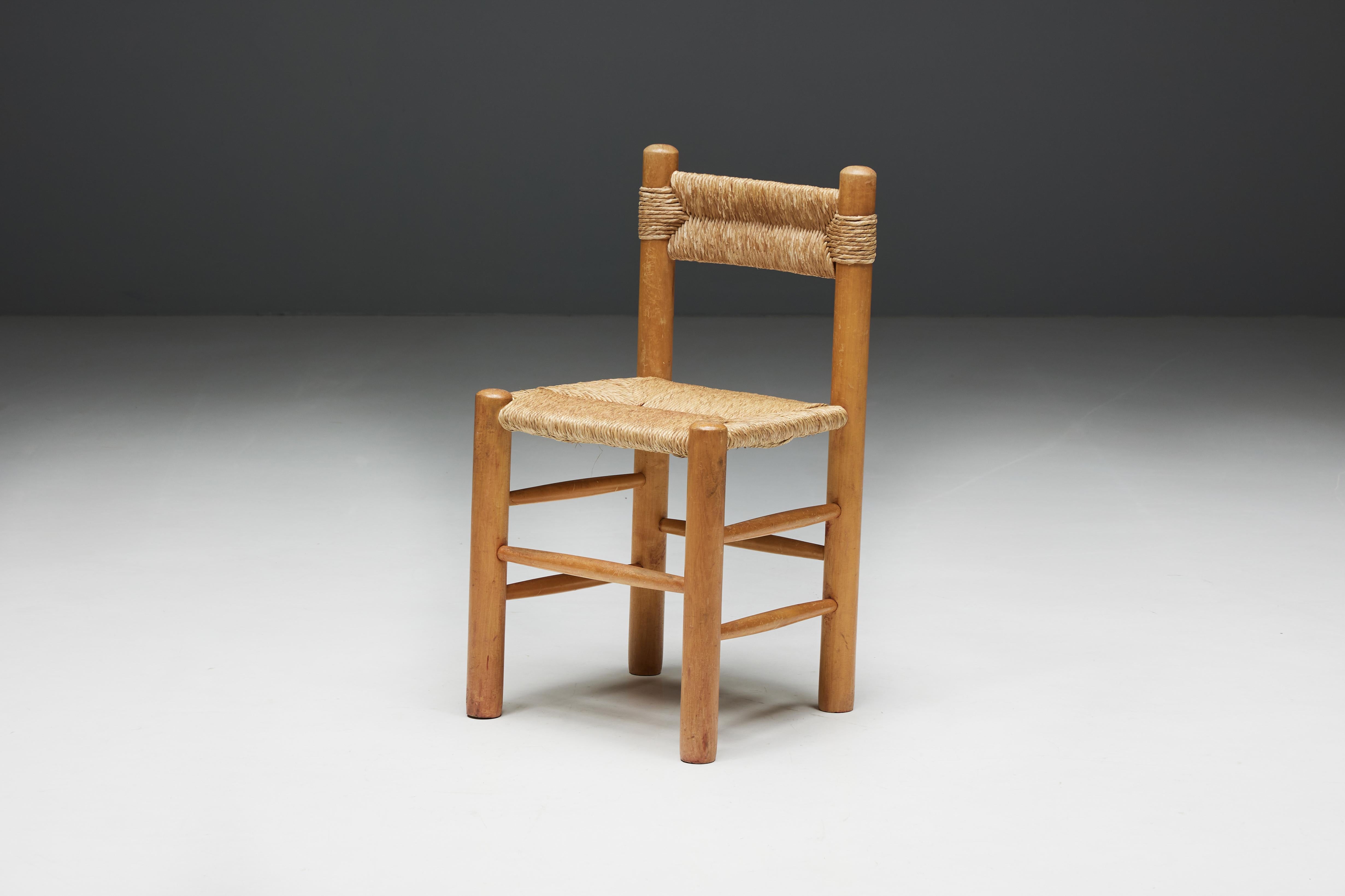 Rustic Straw Dining Chairs, France, 1960s 5