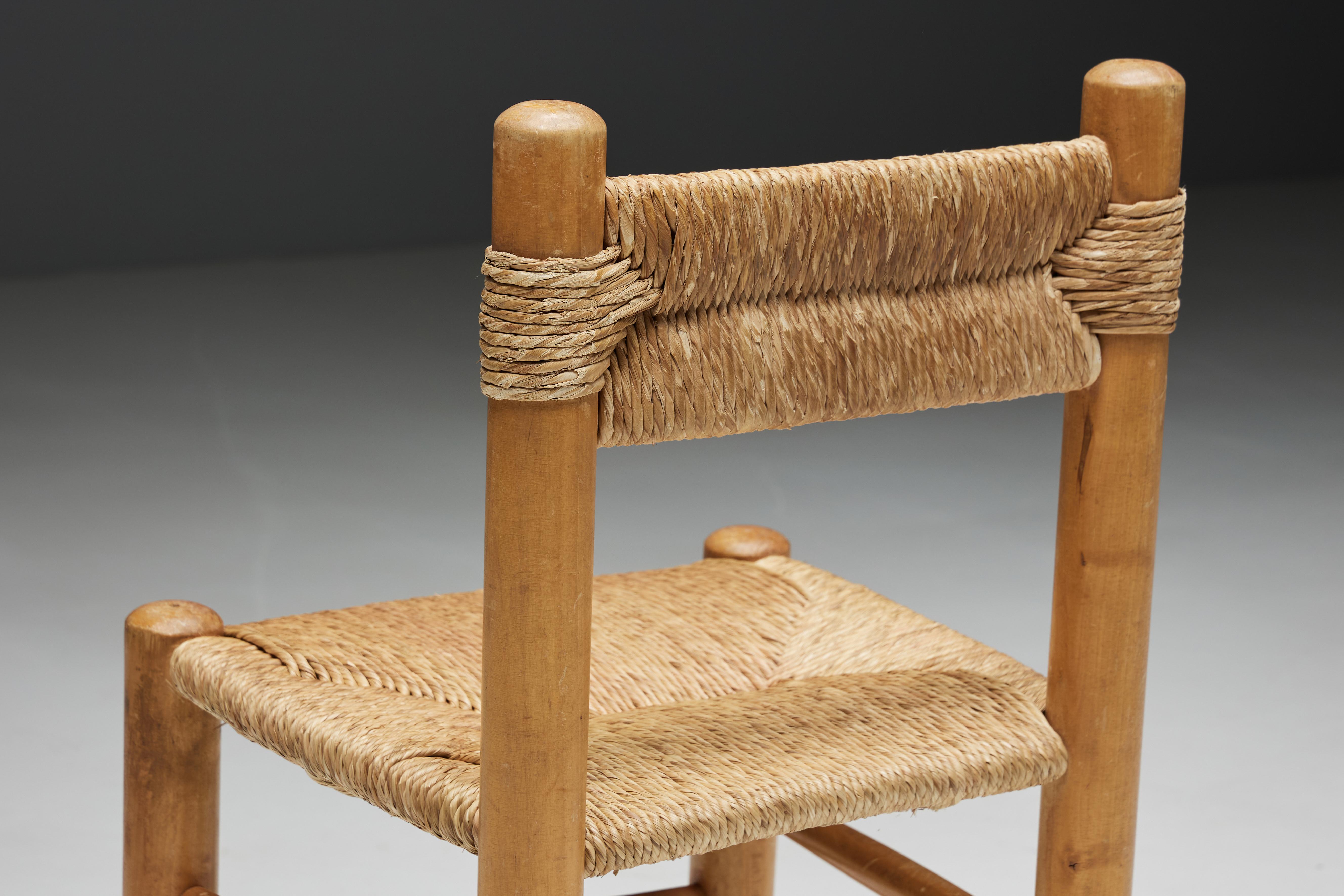 Rustic Straw Dining Chairs, France, 1960s 8