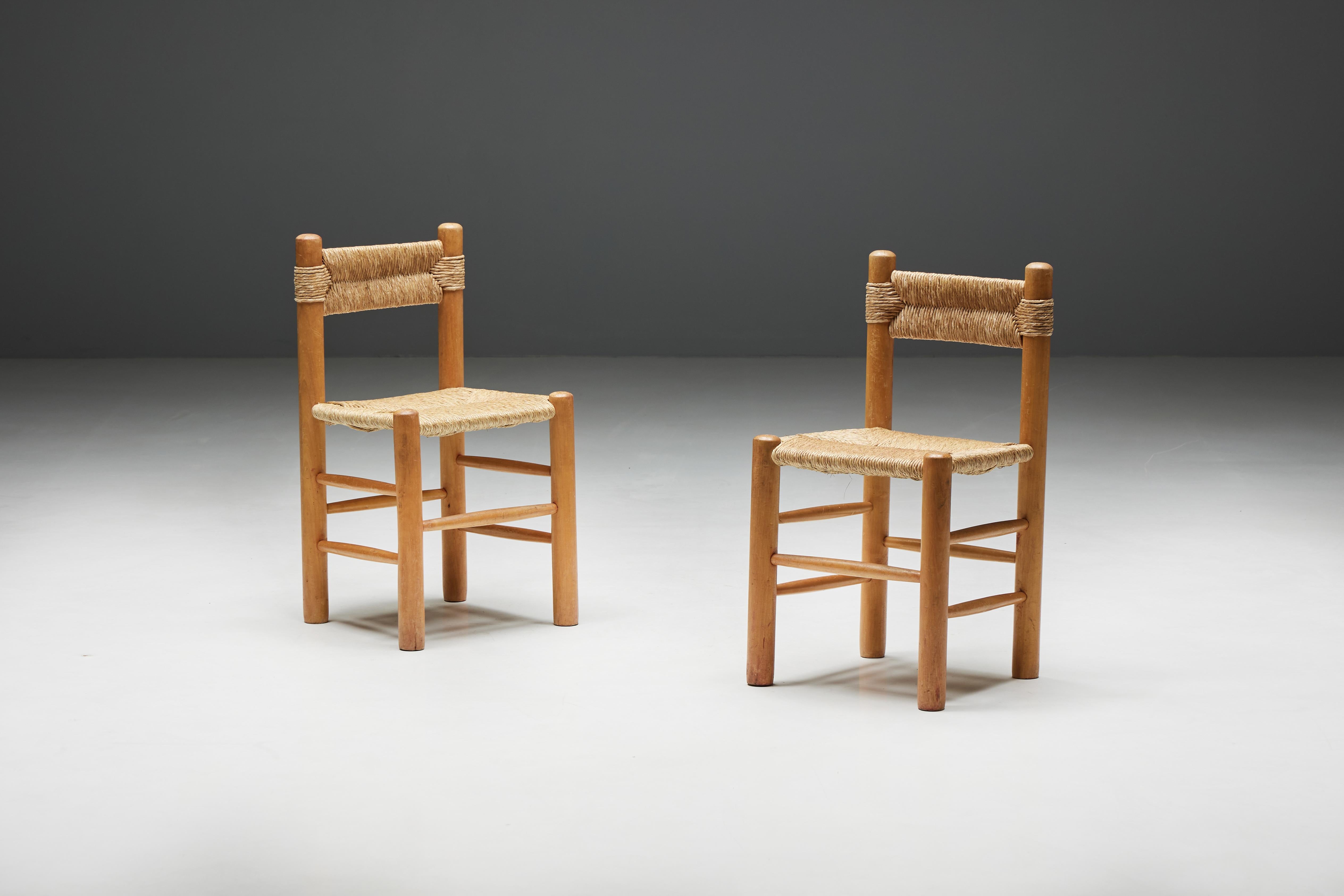 Rustic Straw Dining Chairs, France, 1960s 1