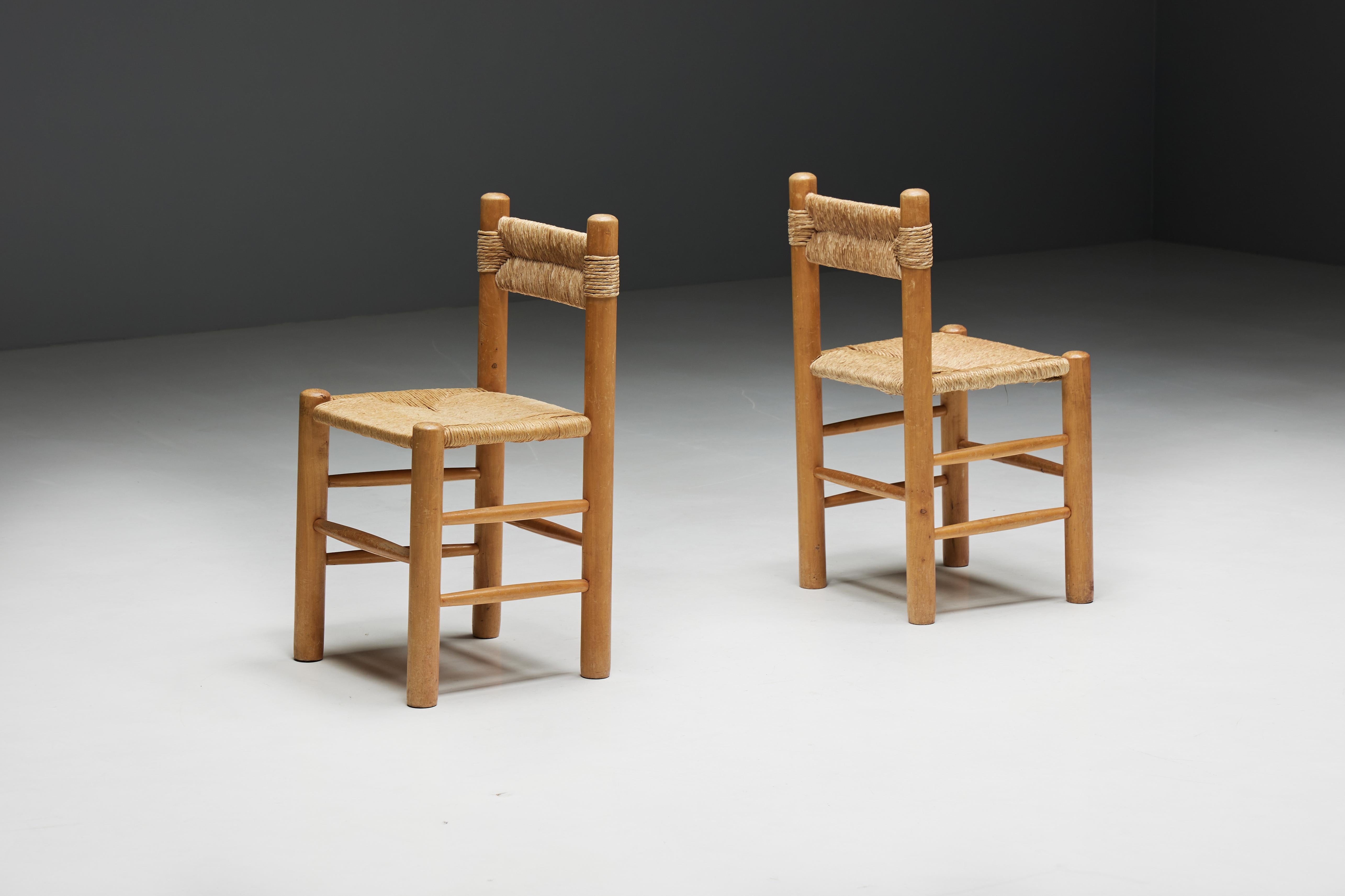 Rustic Straw Dining Chairs, France, 1960s 2