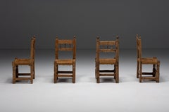 Rustic Straw Dining Chairs, Spain, 19th Century
