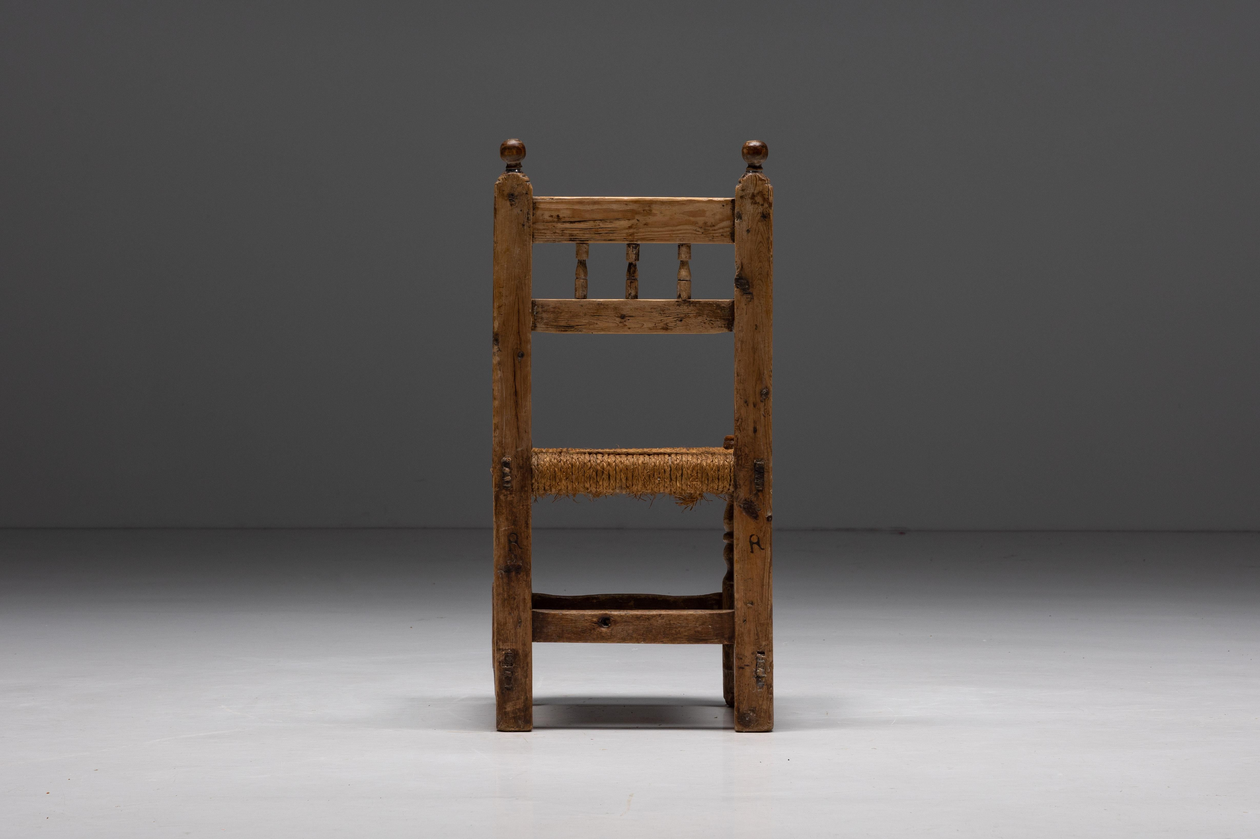 Rustic Straw Dining Chairs, Spain, 19th Century For Sale 2