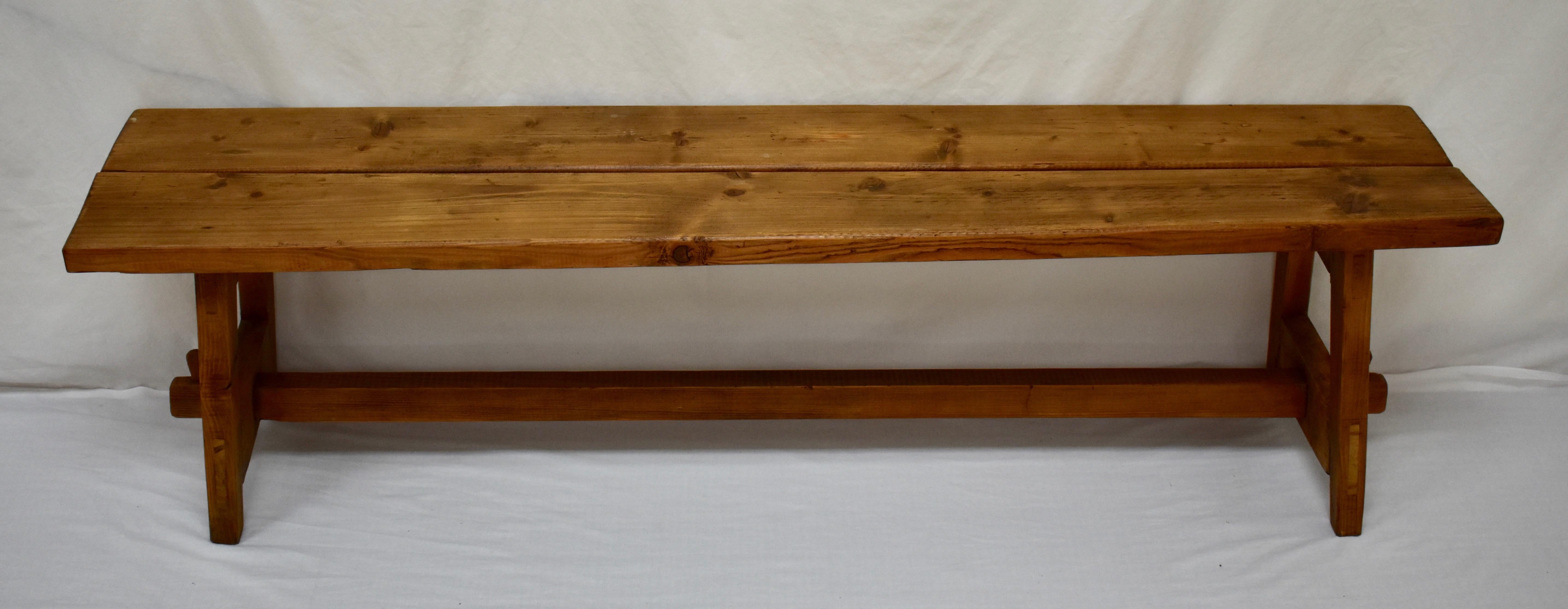 Hungarian Rustic Stretcher Base Pine Bench