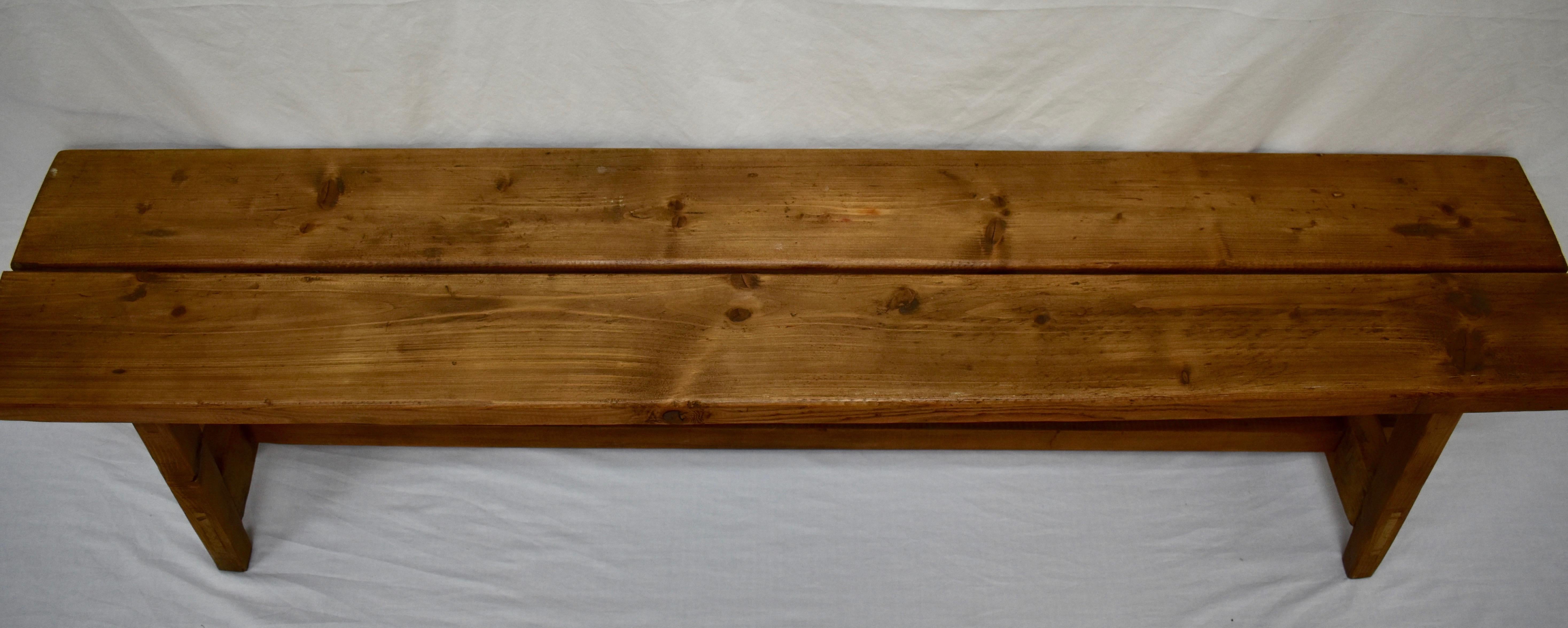 Rustic Stretcher Base Pine Bench 1