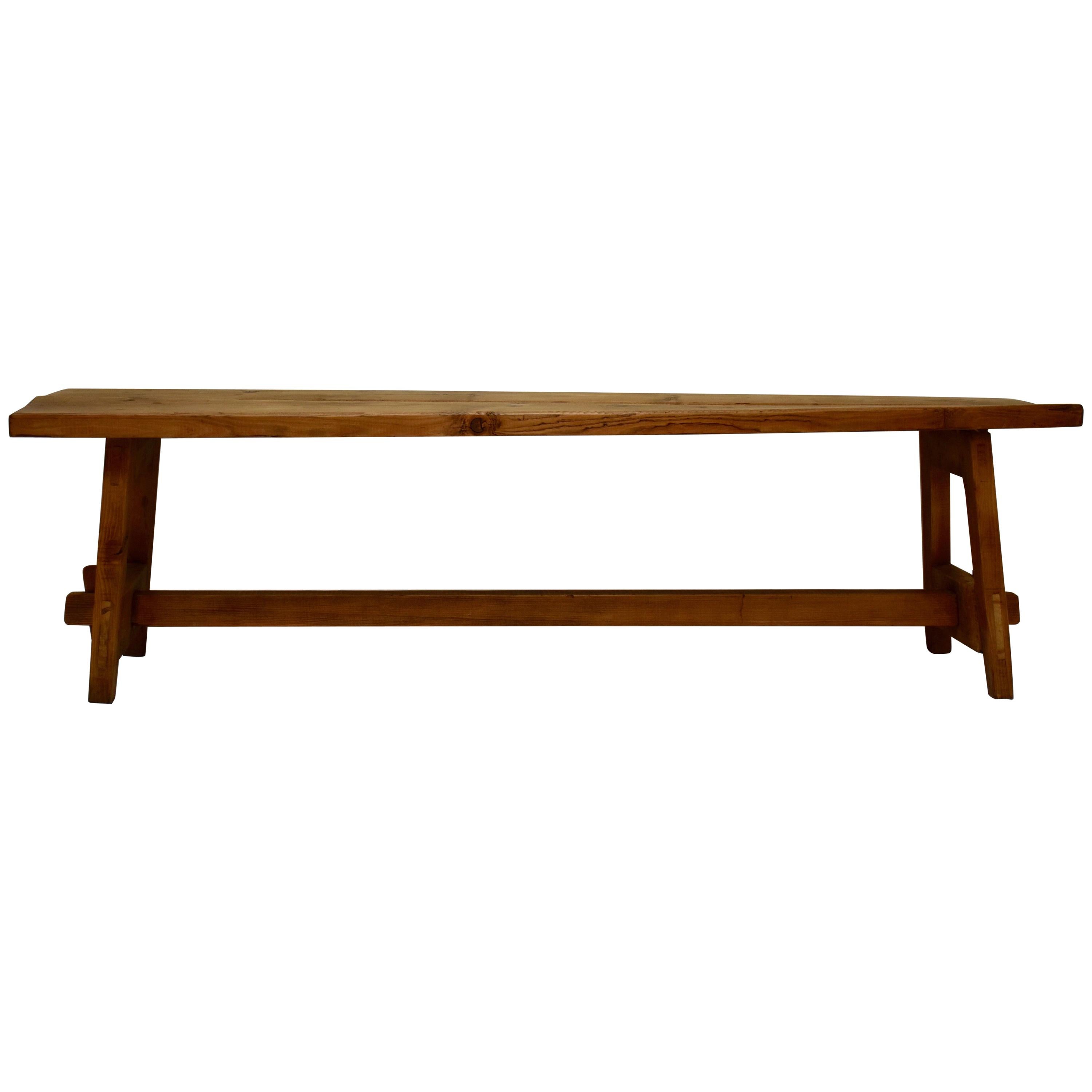 Rustic Stretcher Base Pine Bench