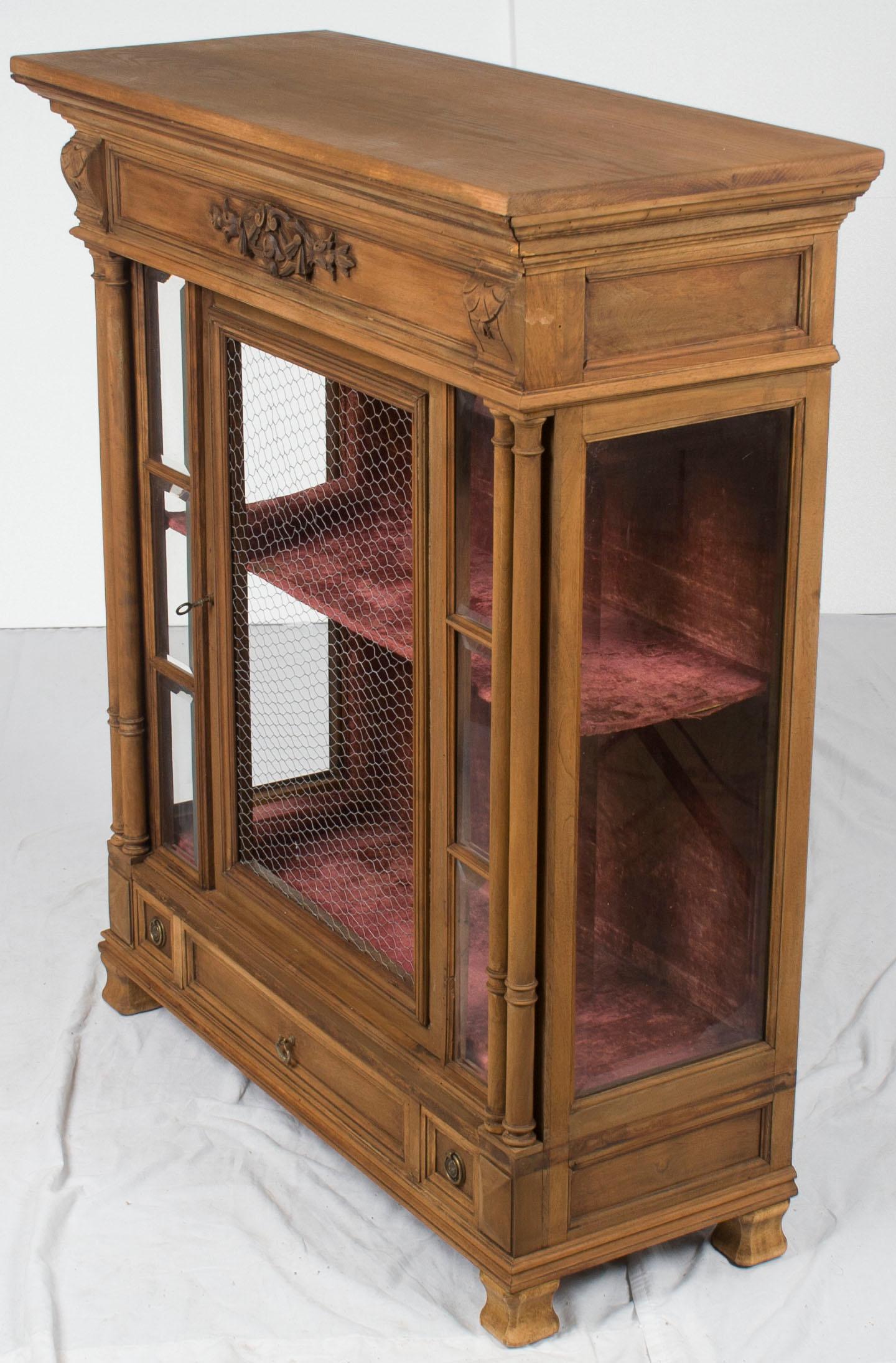 Rustic Stripped Oak French Renaissance Style Display Cabinet Cupboard For Sale 4