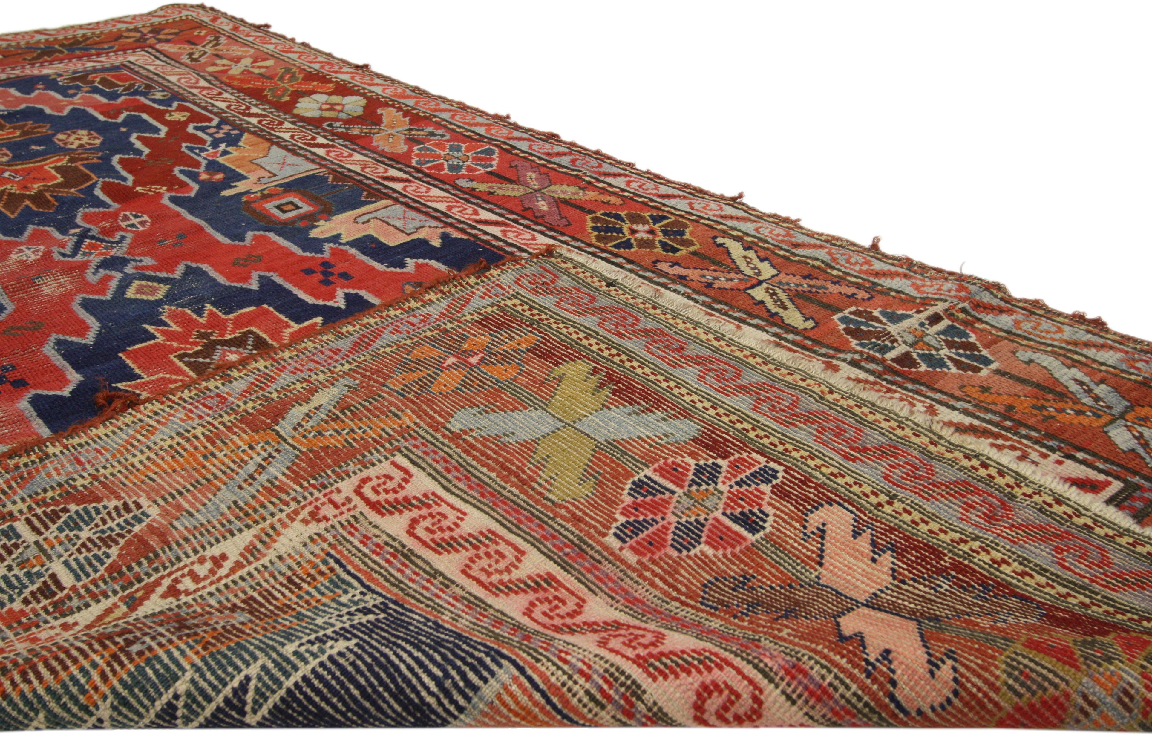 Antiker russischer kaukasischer Kazak-Teppich aus dem späten 19. Jahrhundert im Angebot 1