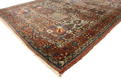 Rustic Style Antique Persian Bakhtiari Rug with Four Seasons Garden Design