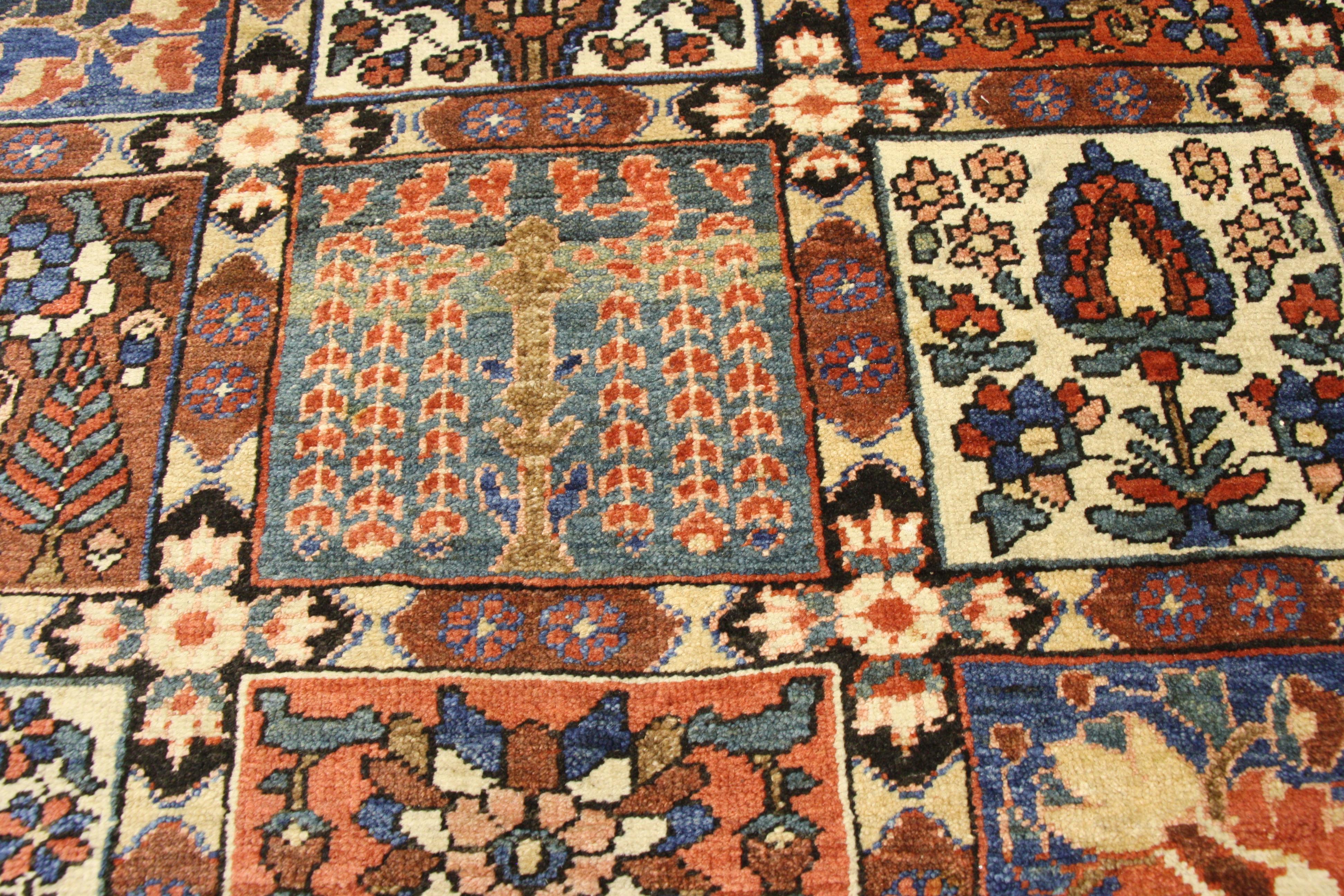 Rustic Style Antique Persian Bakhtiari Rug with Four Seasons Garden Design In Good Condition For Sale In Dallas, TX