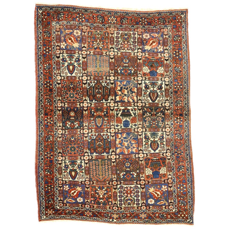 Tapis Persan Bakhtiari Ancien – Laine – 211x137 Cm – Multicolore