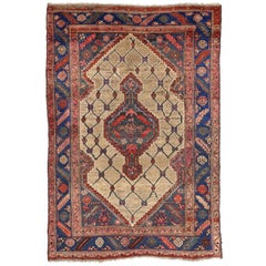 Antique Persian Hamadan Accent Rug with Rustic Artisan Modern Style