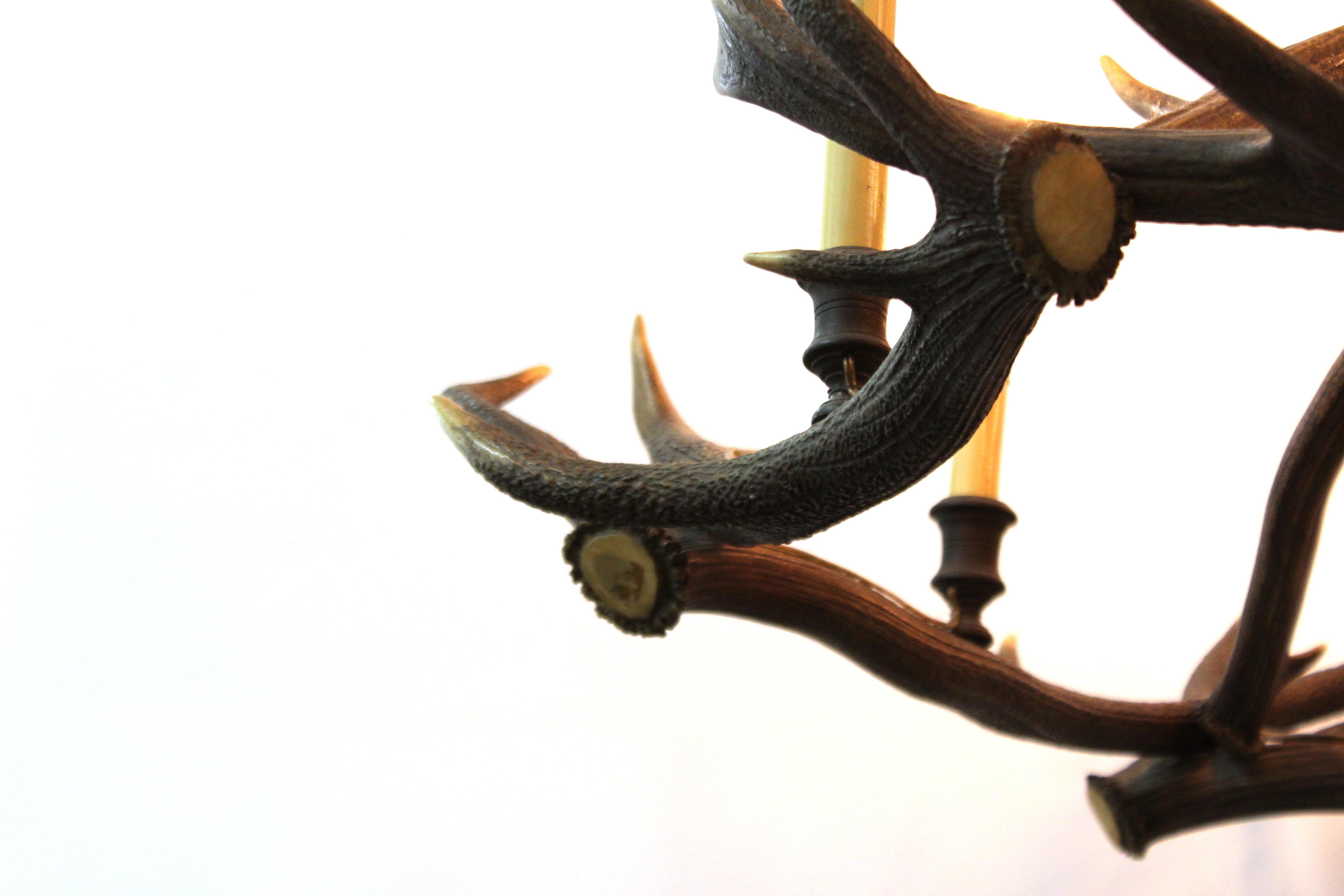 20th Century Rustic Style Antler Chandelier