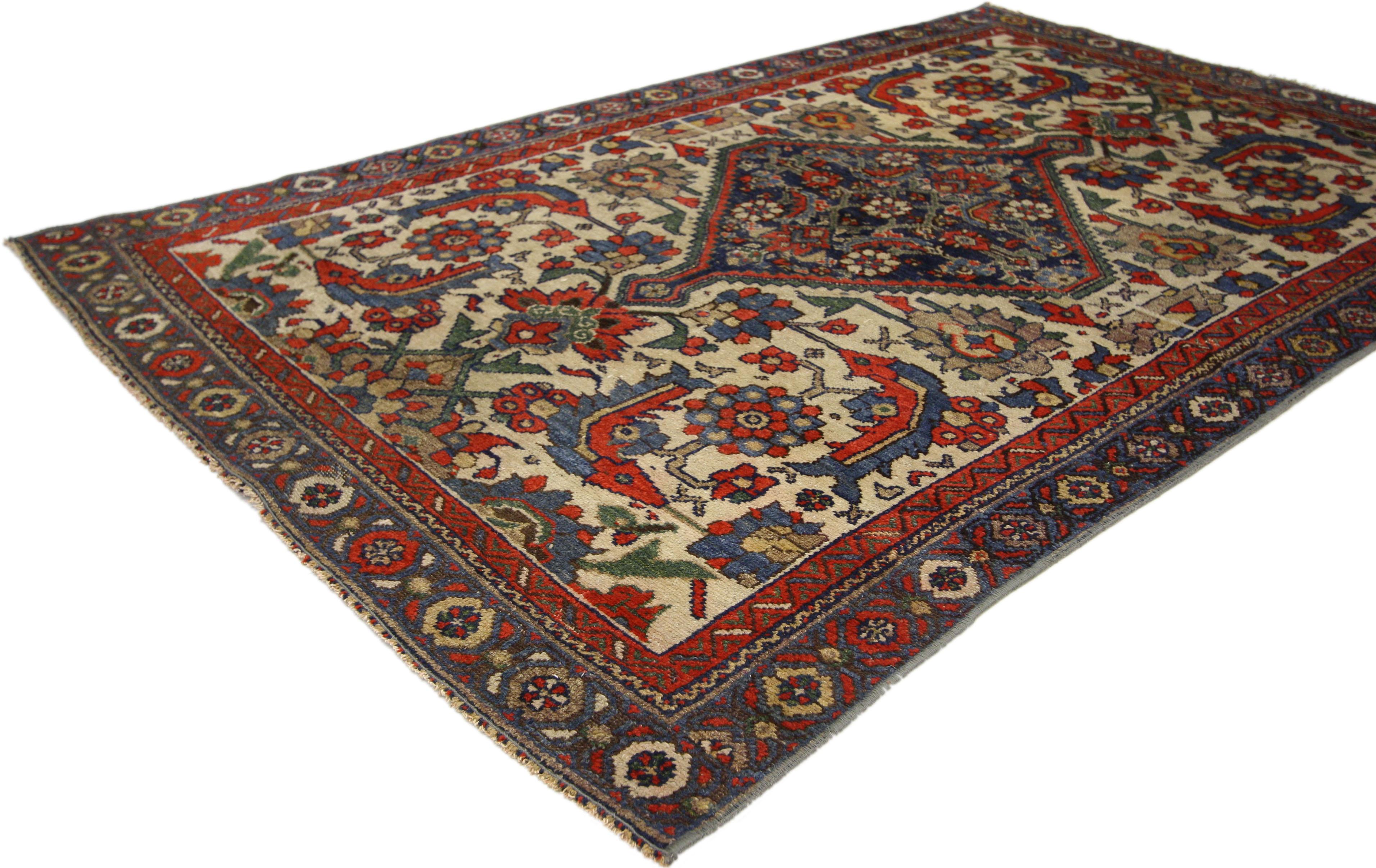 Hand-Knotted Rustic Style Distressed Antique Persian Malayer Rug