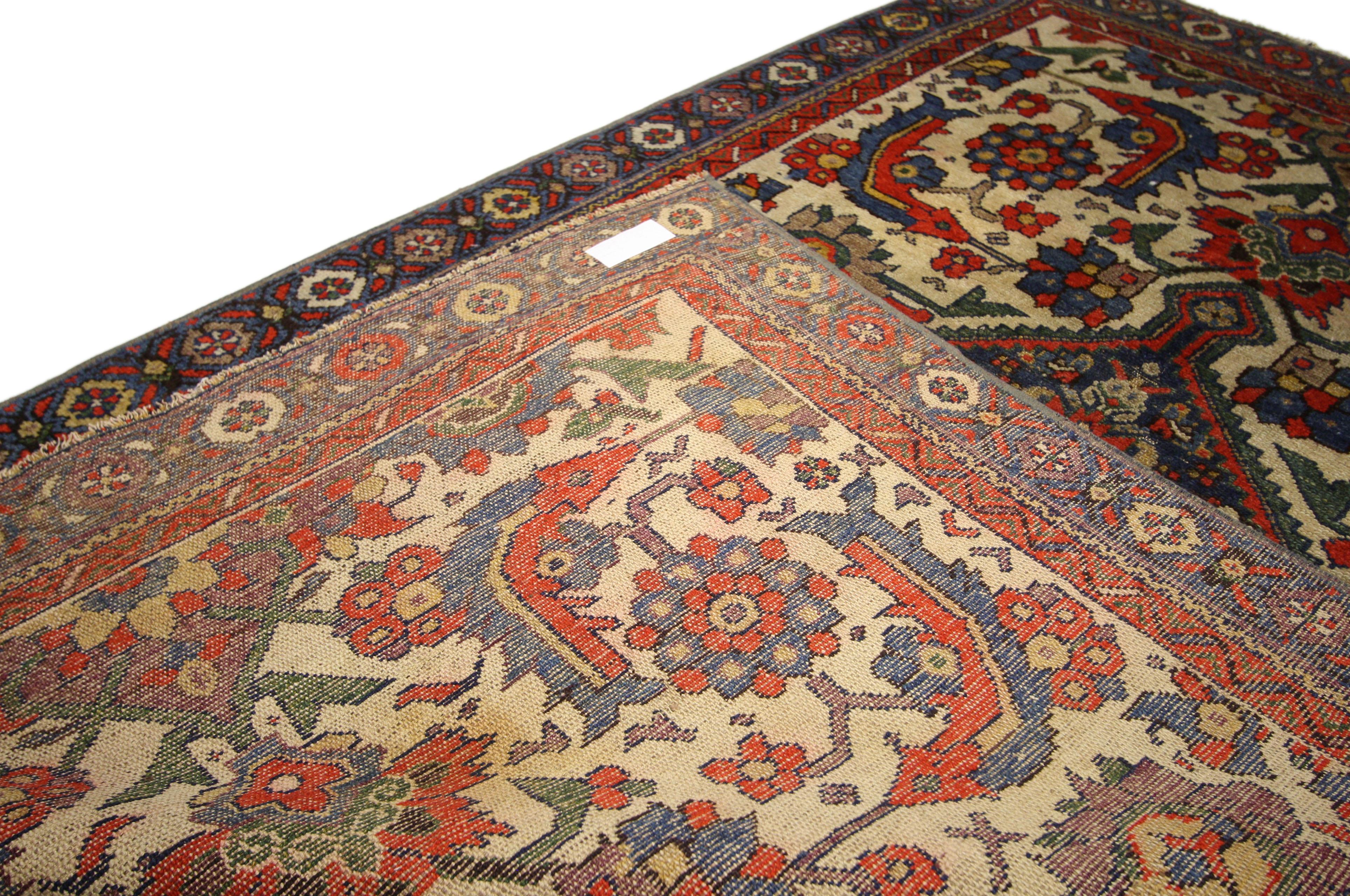 Rustic Style Distressed Antique Persian Malayer Rug In Distressed Condition In Dallas, TX
