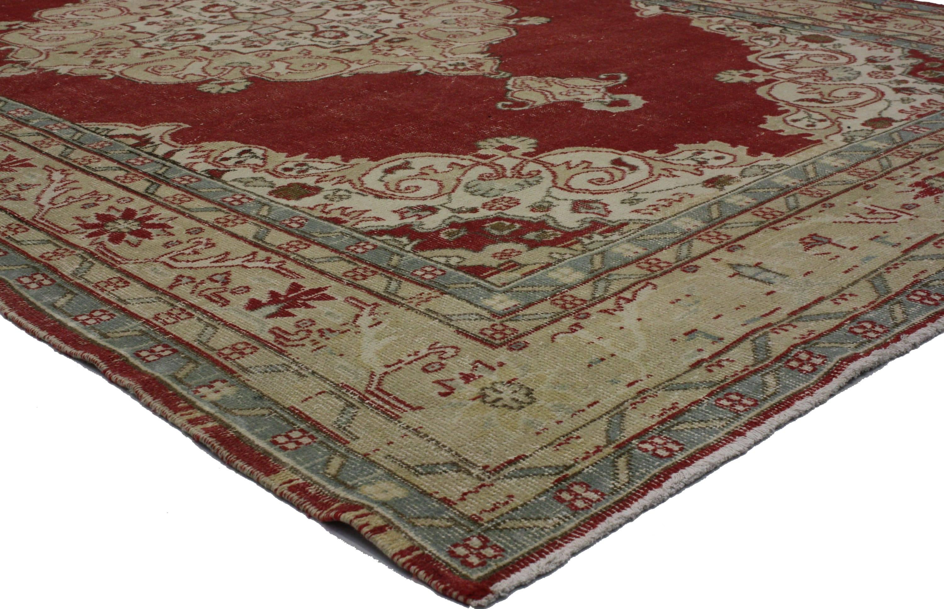Rustic Style Distressed Turkish Sivas Area Rug For Sale 1