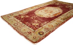 Rustic Style Distressed Vintage Turkish Oushak Rug