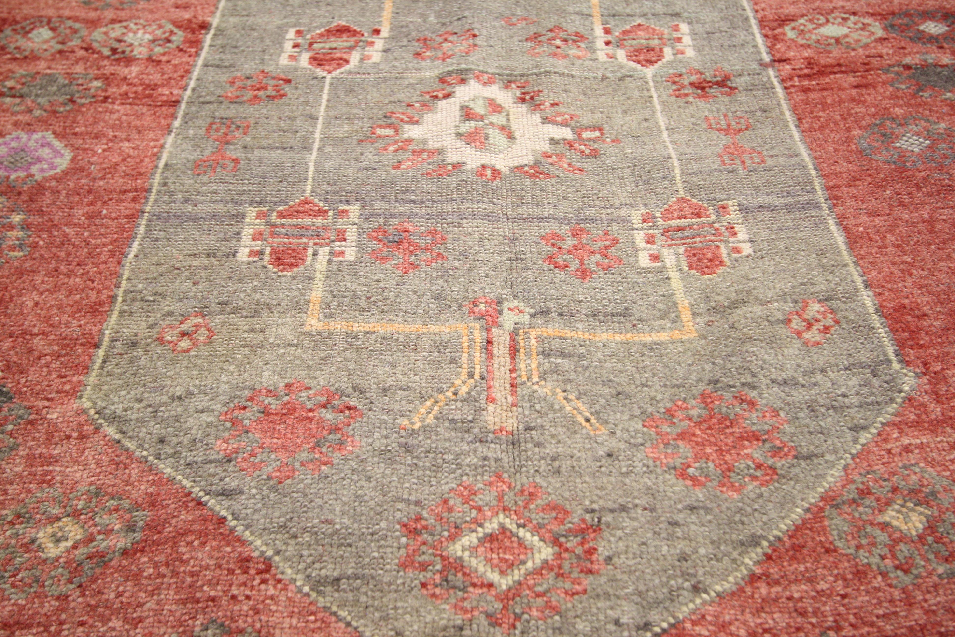 Hand-Knotted Rustic Style Distressed Vintage Turkish Oushak Rug For Sale
