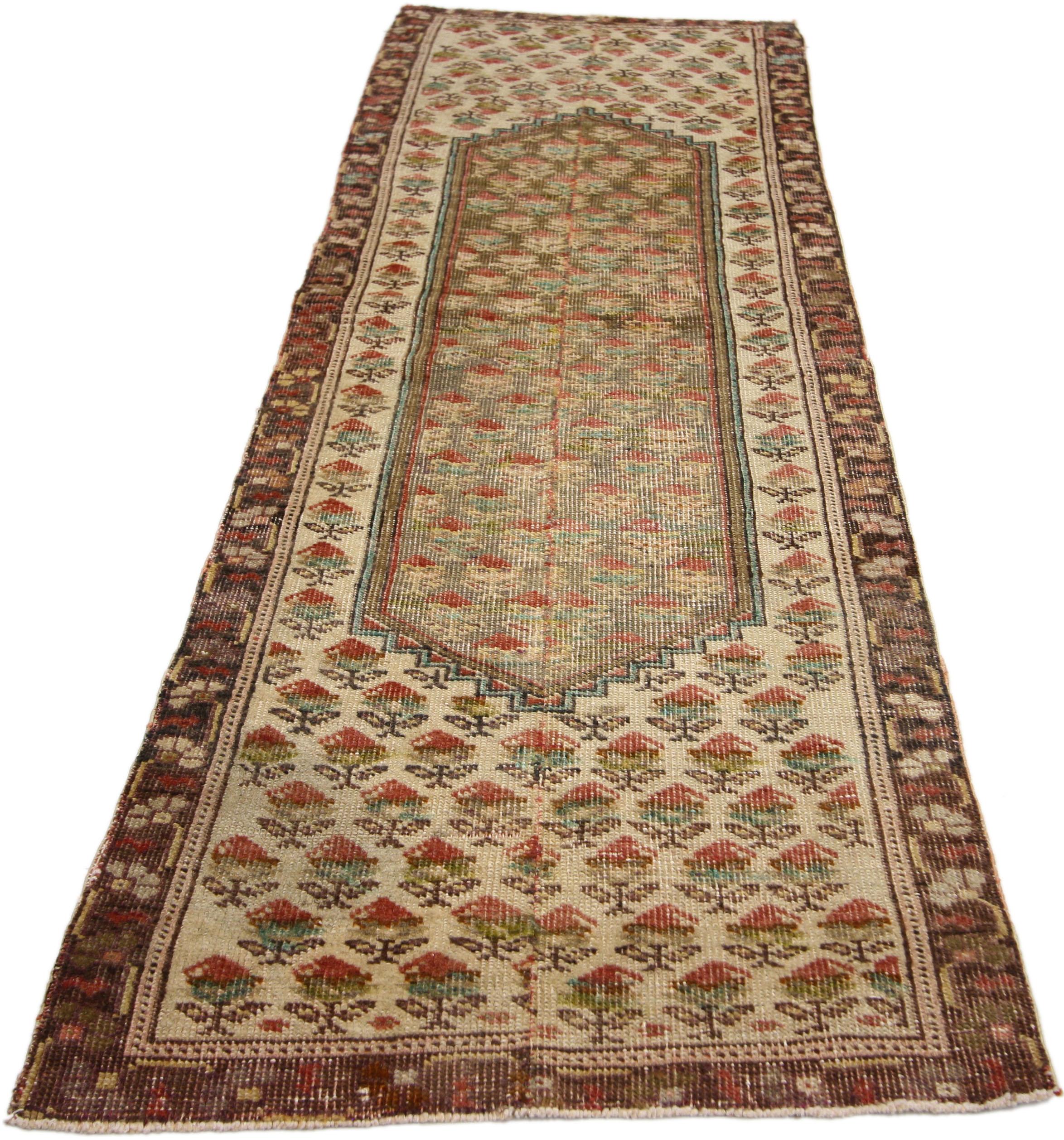 Hand-Knotted Rustic Style Distressed Vintage Turkish Oushak Rug For Sale