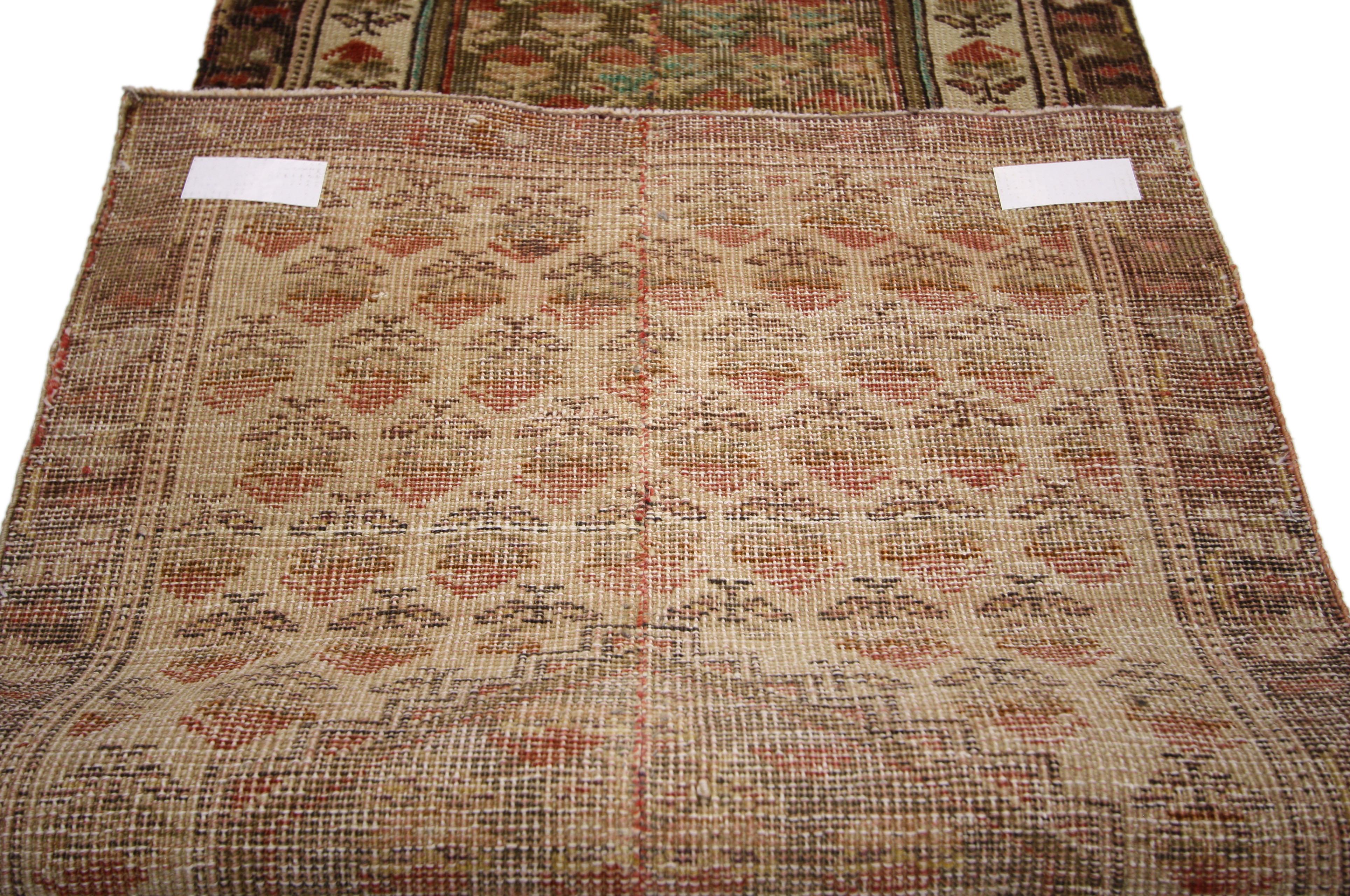 20th Century Rustic Style Distressed Vintage Turkish Oushak Rug For Sale