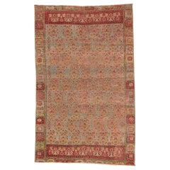 Rustic Style Distressed Vintage Turkish Oushak Rug