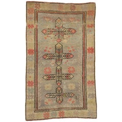 Distressed Vintage Turkish Oushak Rug with Modern Industrial Rustic Style