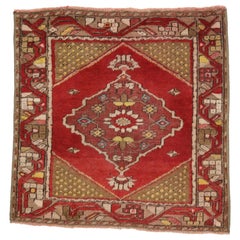 Tapis turc Oushak vintage vieilli de style rustique, tapis de chambre ou d'entrée
