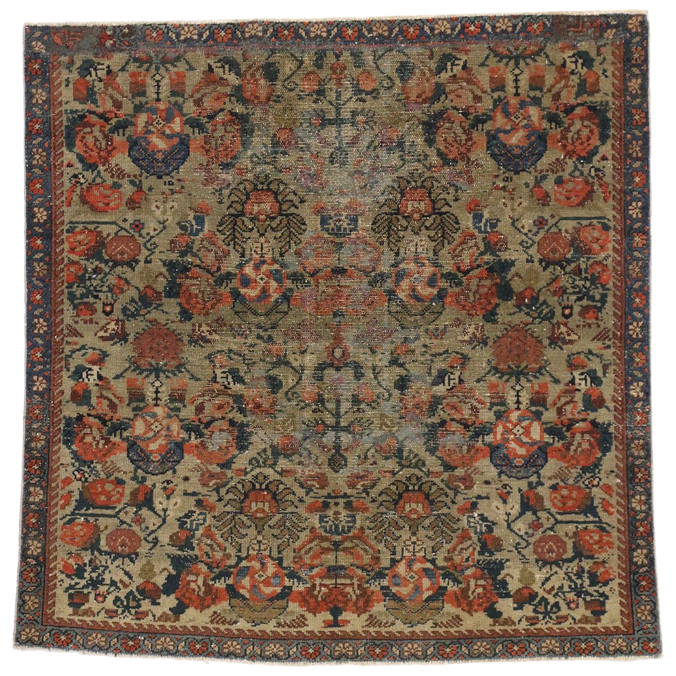 Distressed Vintage Turkish Oushak Rug