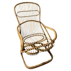 Rustic Style Large Italian Bamboo and Wicker Cane Armchair