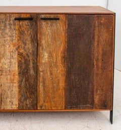 Rustic Style Reclaimed Barn Wood & Metal Credenza