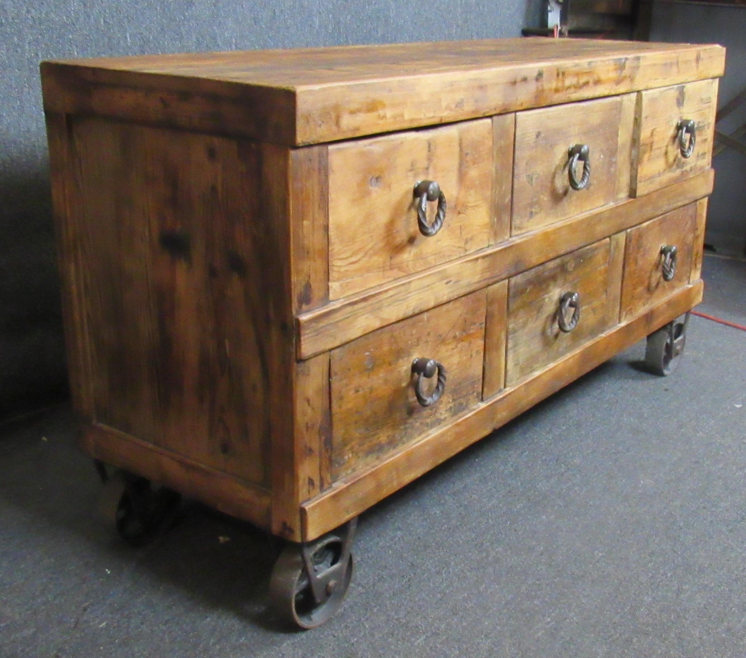 Industrial Rustic Style Rolling Dresser