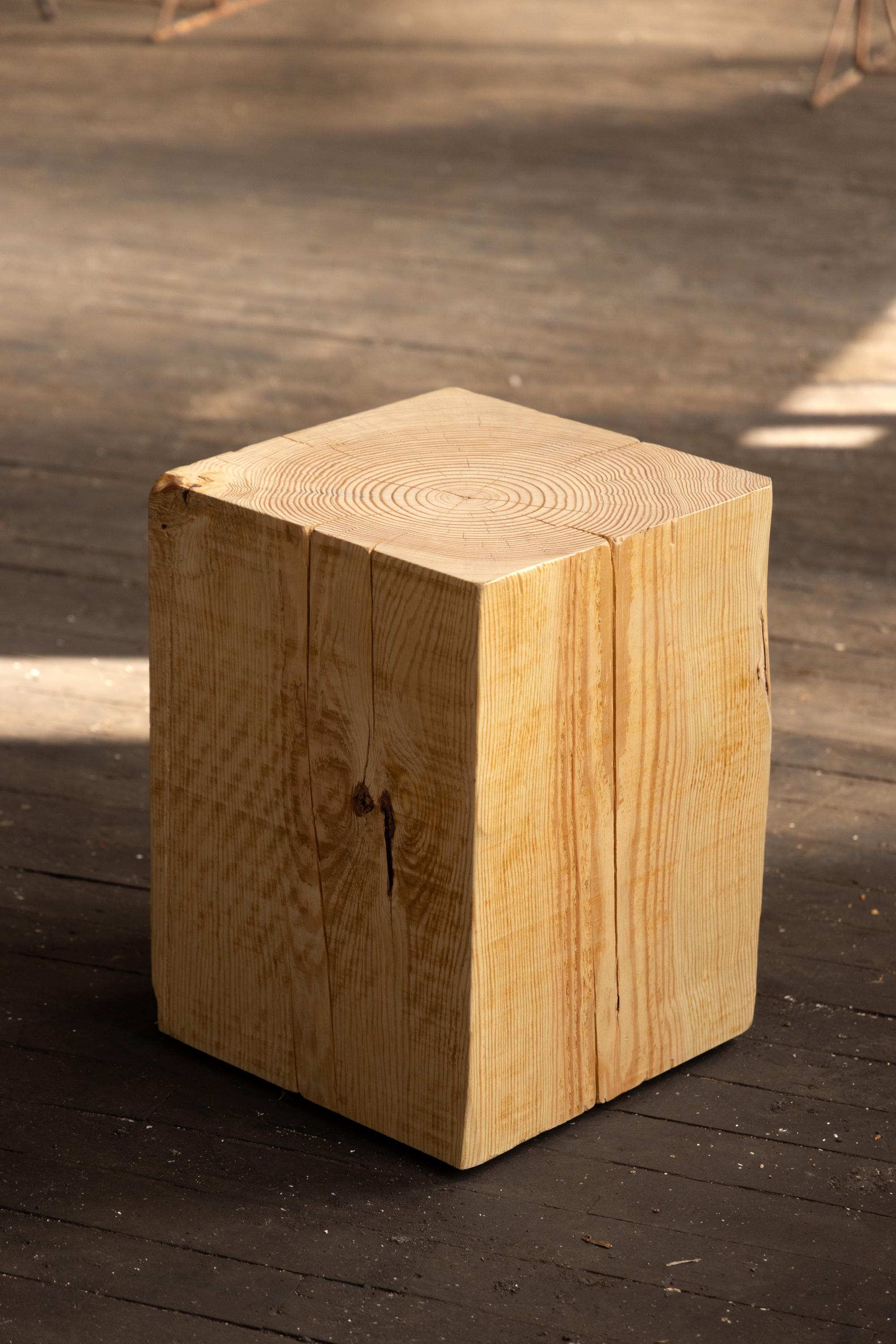 American Rustic Style Solid Wood Cube Side Salvaged Pine by Alabama Sawyer 12