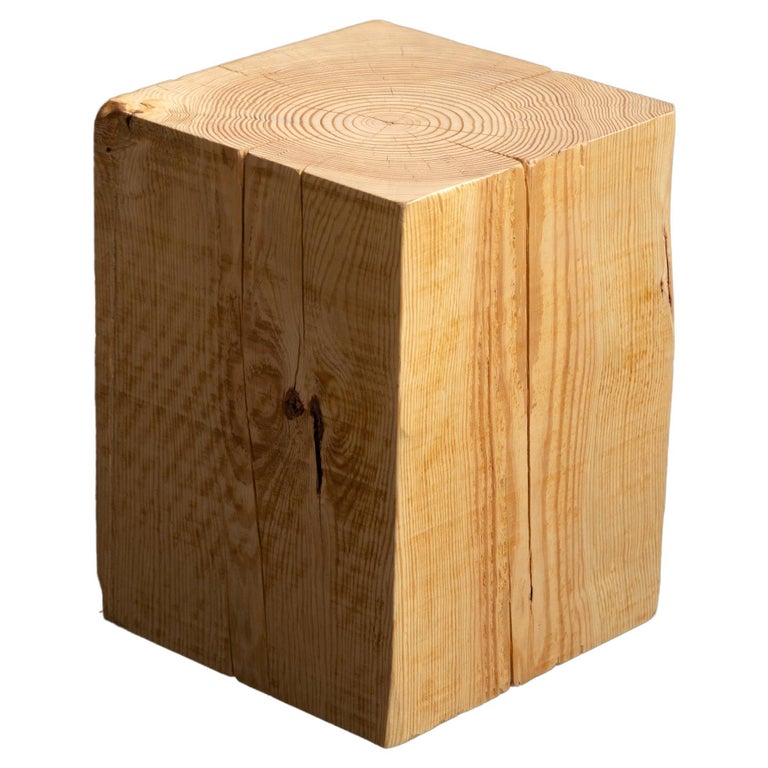 Rustic Style Solid Wood Cube Side Salvaged Pine 15" by Alabama Sawyer For Sale at 1stDibs