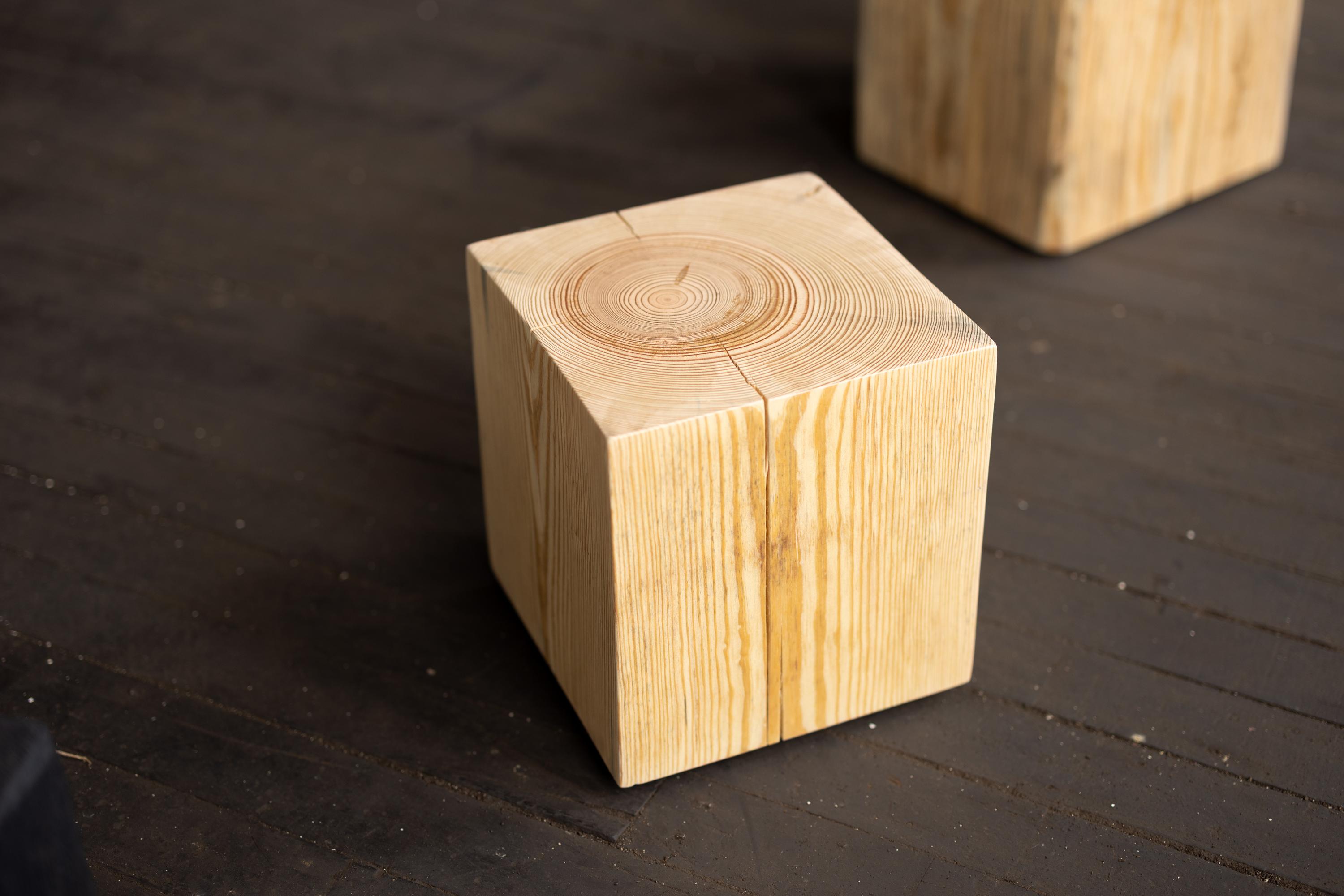 American Rustic Style Solid Wood Cube Side Salvaged Pine by Alabama Sawyer 12