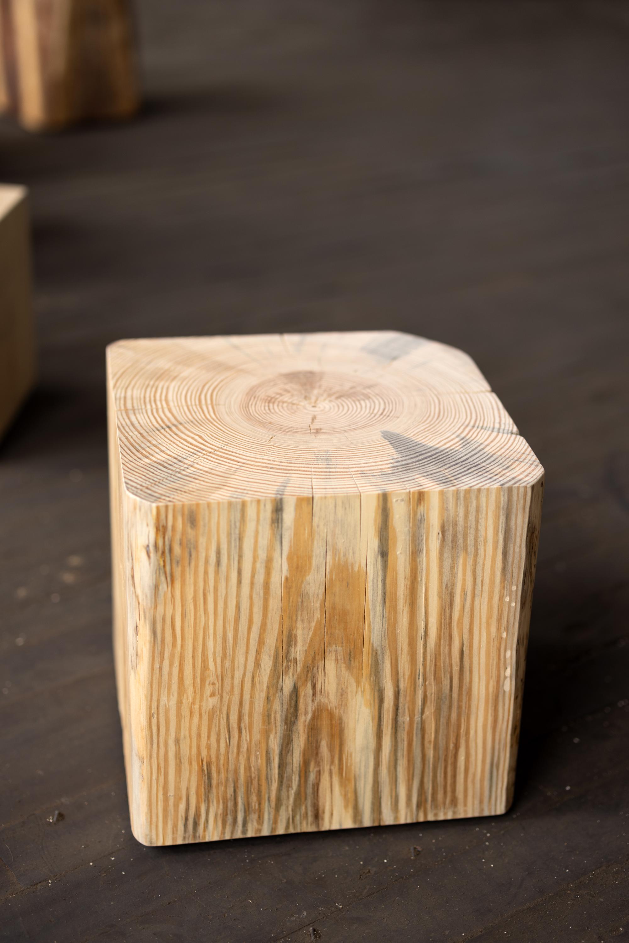 Contemporary Rustic Style Solid Wood Cube Side Salvaged Pine by Alabama Sawyer 12