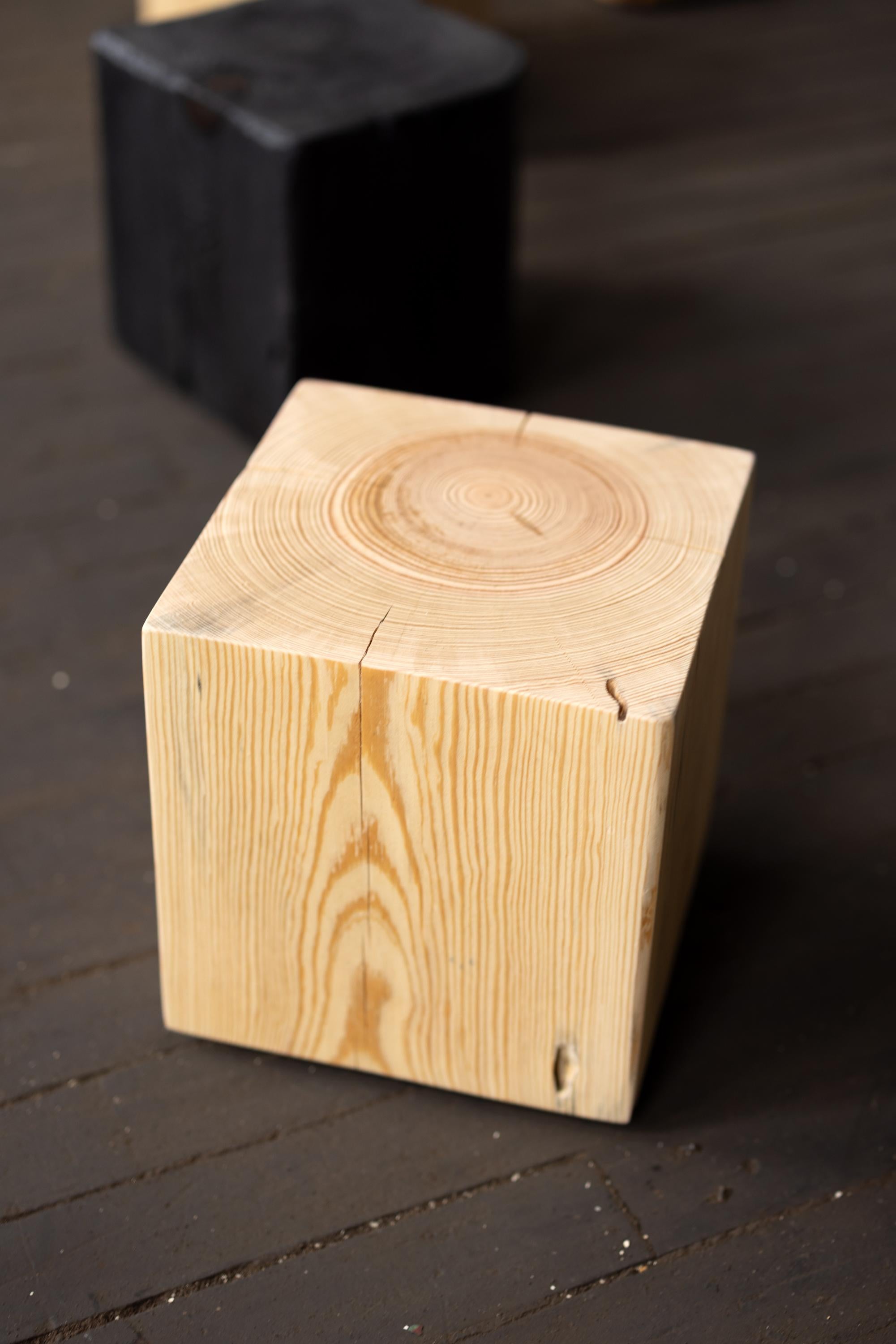Rustic Style Solid Wood Cube Side Salvaged Pine by Alabama Sawyer 12