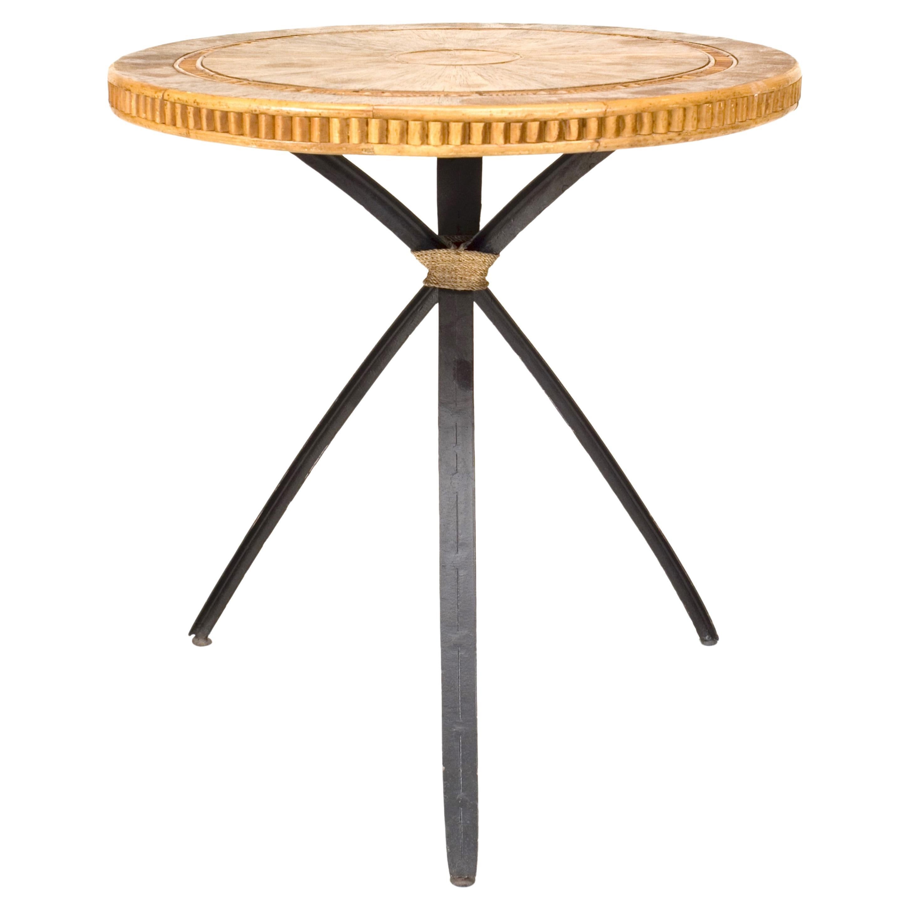 Rustic Style Sunburst End Table For Sale