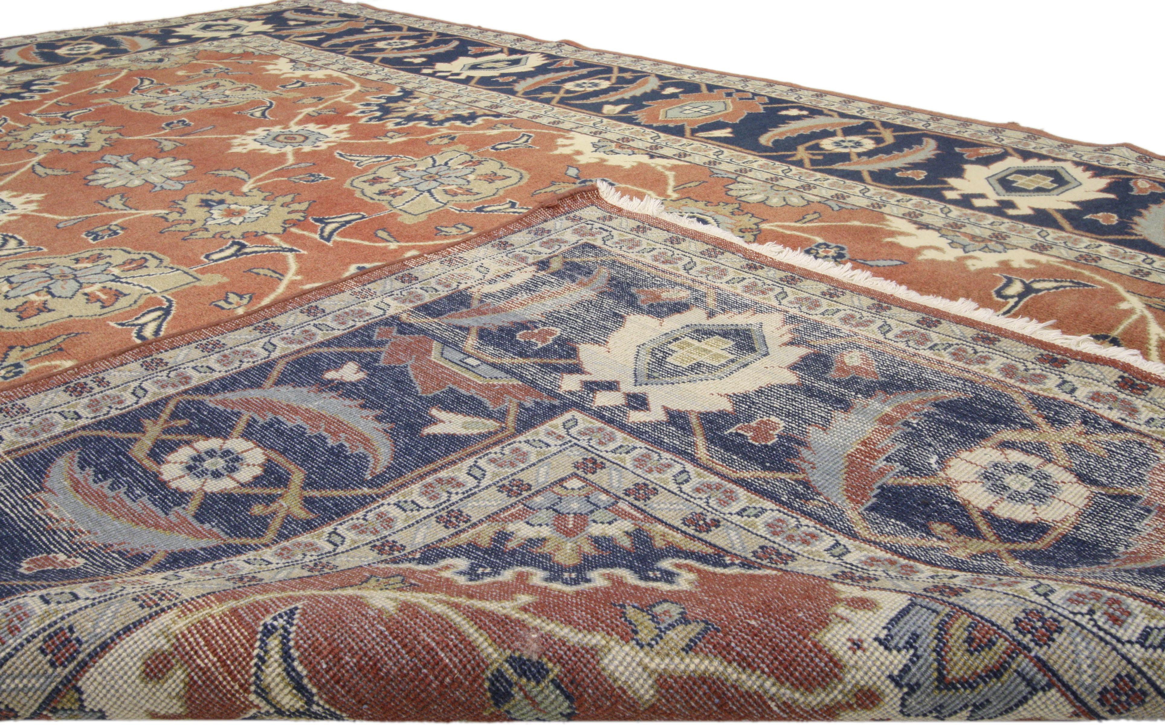 Hand-Knotted Rustic Style Vintage Persian Mahal Area Rug For Sale