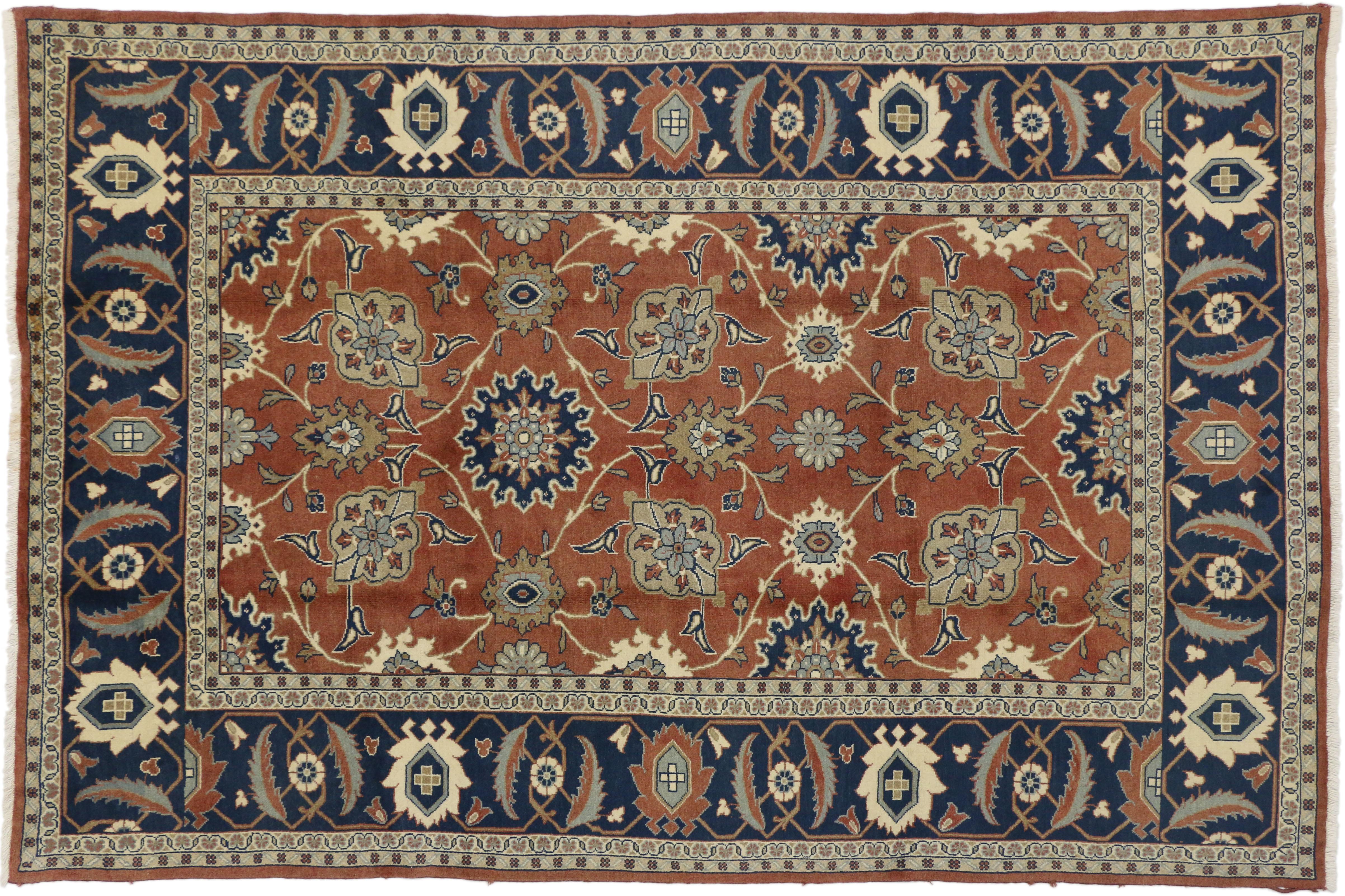 Rustic Style Vintage Persian Mahal Area Rug In Good Condition For Sale In Dallas, TX