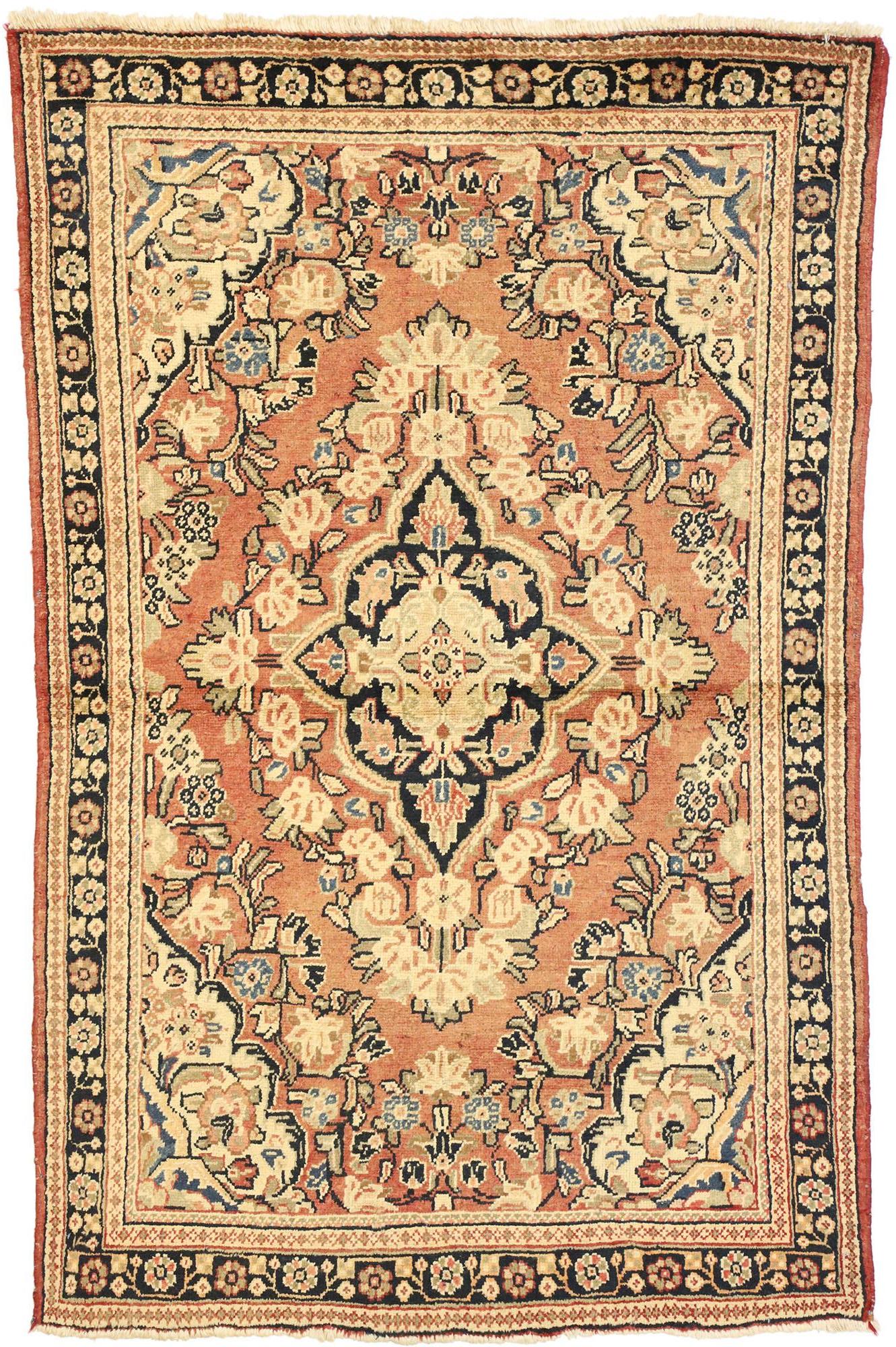 Vintage Persian Mahal Rug with Modern Rustic English Country Cottage Style 