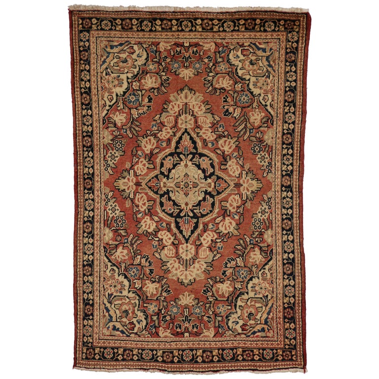 Antique Persian Mahal Rug With English, Cottage Style Rugs