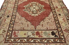 Rustikaler türkischer Oushak-Akzent-Teppich im rustikalen Stil, Eingangs- oder Foyer-Teppich