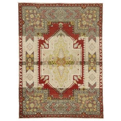 Tapis d'appoint turc vintage d'Oushak de style rustique, entrée ou foyer